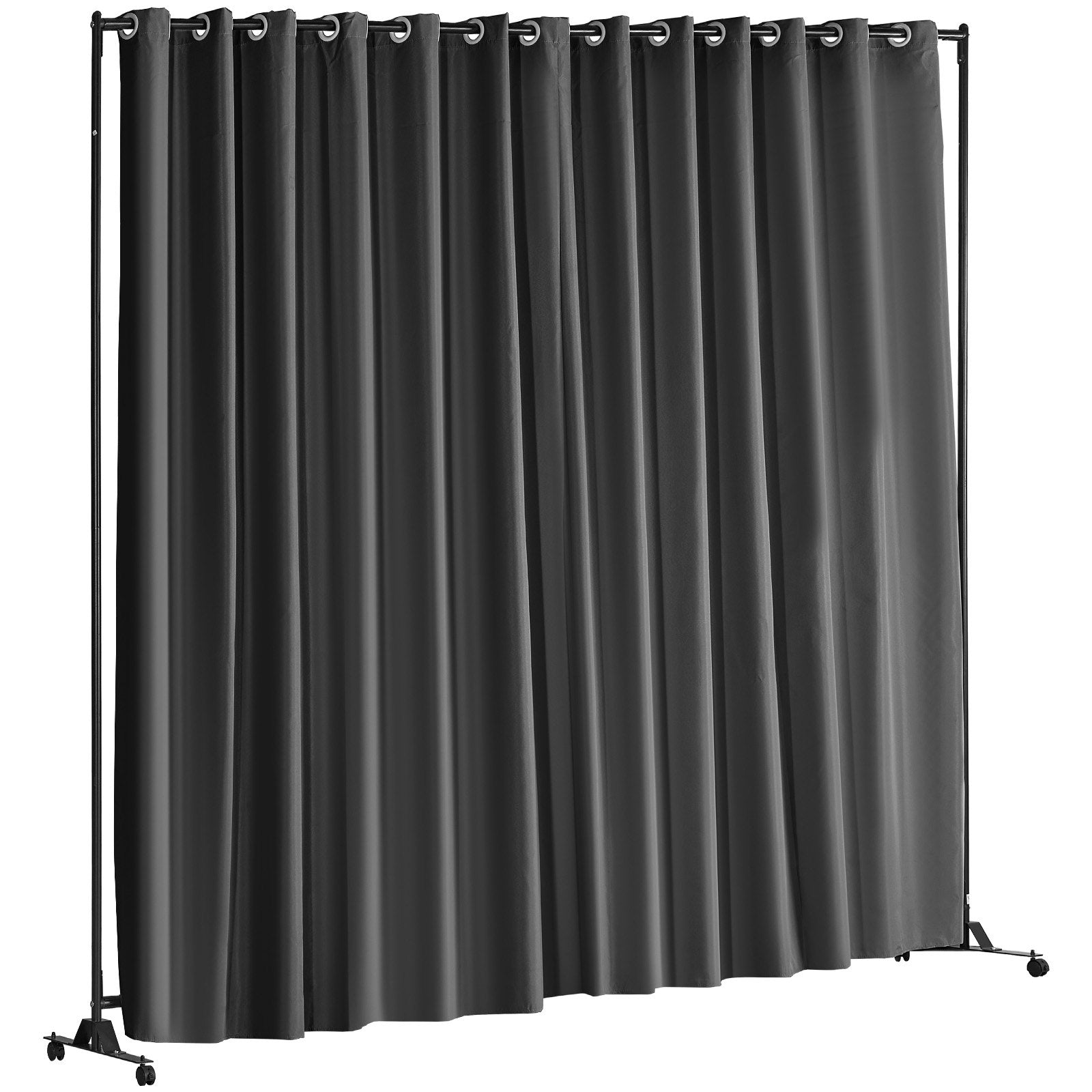 VEVOR Room Divider, 8 ft x 10 ft (96 x 120inch) Portable Panel Room Divider with Wheels Curtain Divider Stand, Room Divider Privacy Screen for Office, Bedroom, Dining Room, Study, Black