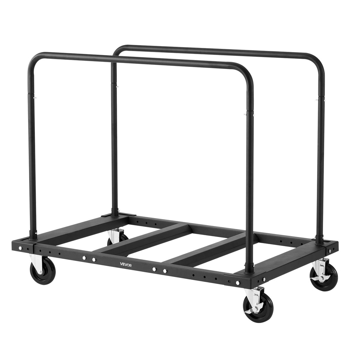 VEVOR Drywall Cart Dolly, 816 kg Load Capacity, Steel Panel Truck Cart with 12.5 mm Swivel Casters, Lumber Drywall Dolly with Tie-Down Strap &amp; 2 Side Handrails for Factory, Warehouse, Garage, Black