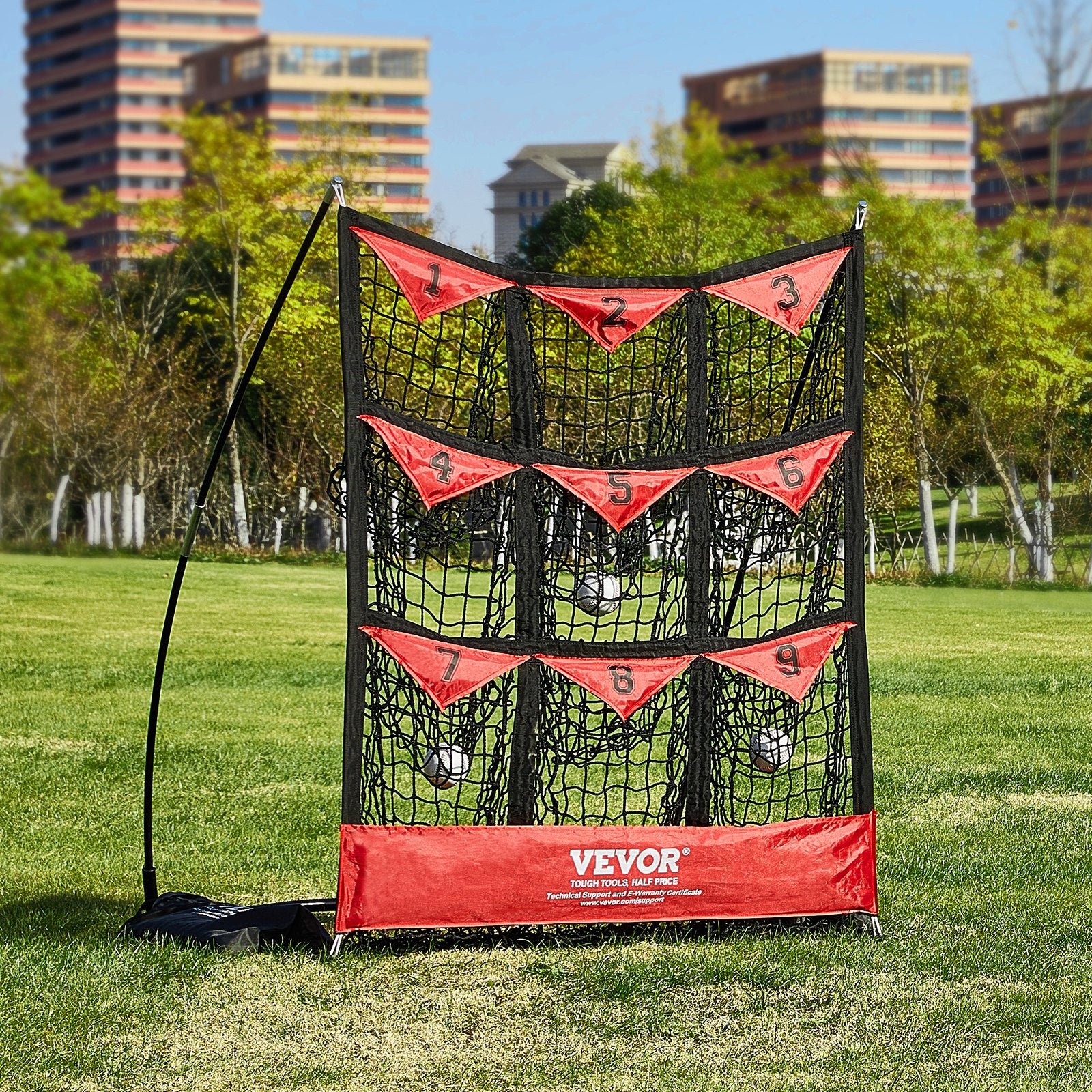 VEVOR 9 Hole Baseball Softball Pitching Net 9 Pocket Hitting Practice 49"x42"