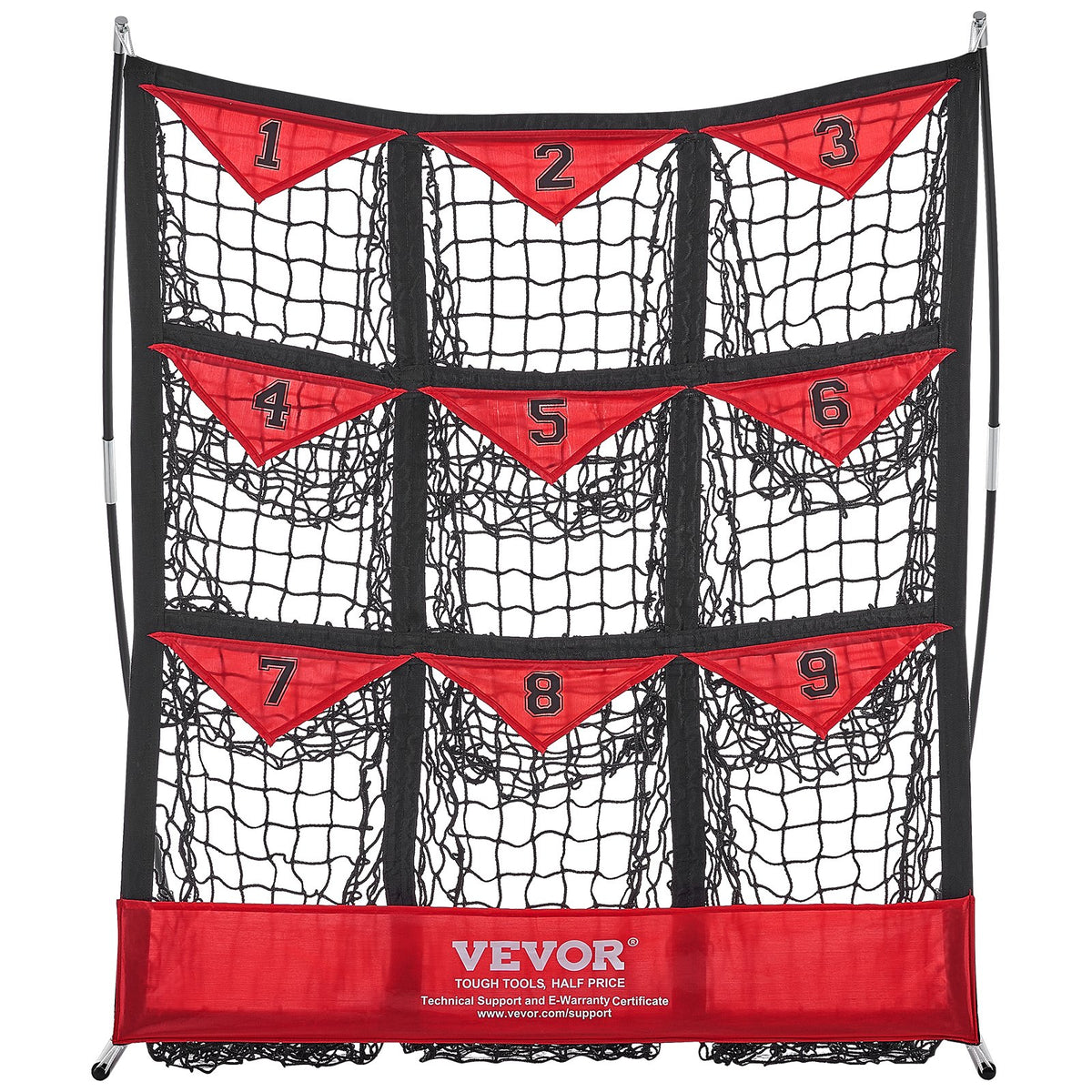 VEVOR 9 Hole Baseball Softball Pitching Net 9 Pocket Hitting Practice 49"x42"