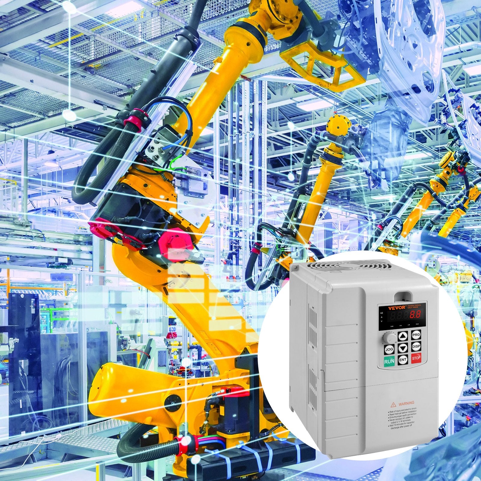 VEVOR VFD 10HP, 7.5KW, 34A, 1 Phase 220V-240V Input to 3 Phase 220V-240V Output Variable Frequency Drive, 0-400Hz VFD for AC Motor Speed Control