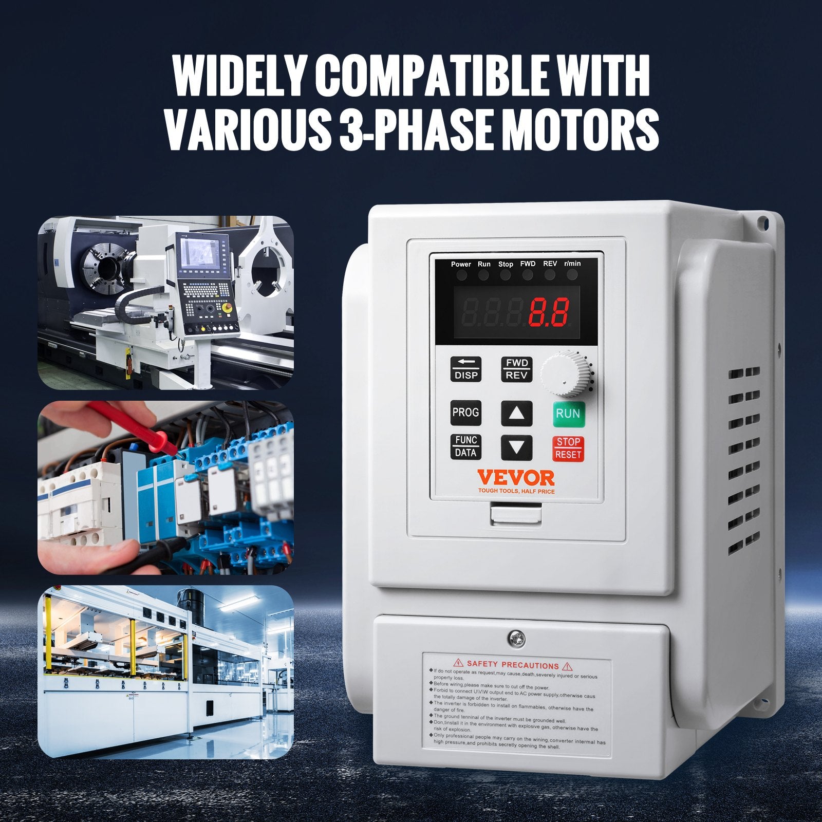 VEVOR VFD 5HP, 4KW, 18A, 1 Phase 220V-240V Input to 3 Phase 220V-240V Output Variable Frequency Drive, 0-400Hz VFD for AC Motor Speed Control