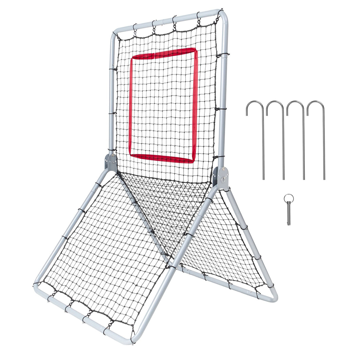 VEVOR Baseball And Softball Rebounder Net, 3.5 x 6 ft PitchBack Baseball Pitching Nest, Softball Pitchback Net, Fielding Trainer, Bounce Back Net for Fielding/Throwing Practice, 5 Adjustable Angles