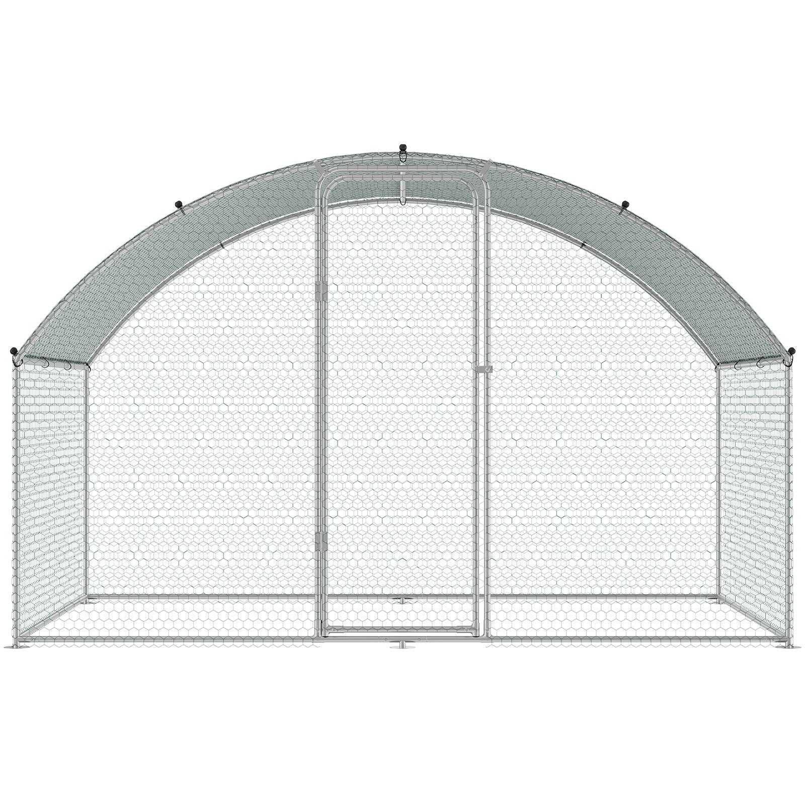VEVOR Chicken Coop, 9.8x6.5x6.5ft Walk-in Large Metal Chicken Run for Yard with Waterproof Cover, Doom Roof Hen House with Security Lock for Outdoor and Backyard, Farm, Duck Rabbit Cage Poultry Pen