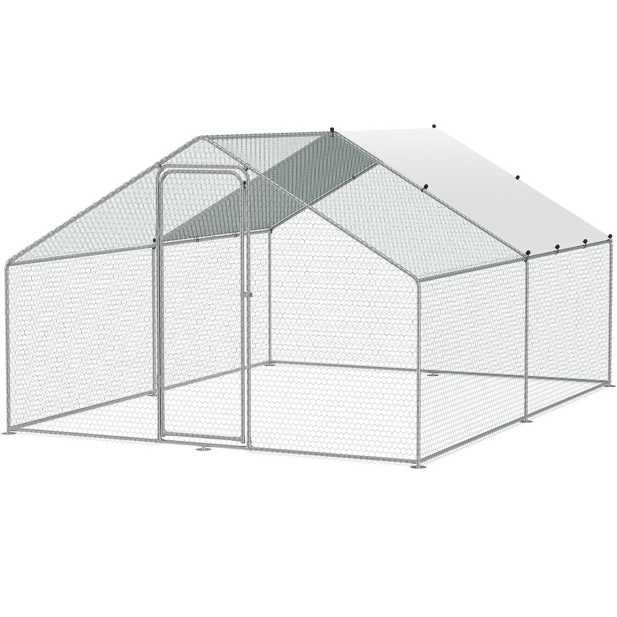 VEVOR Large Metal Chicken Coop, 3x3.93x1.99 m Walk-in Chicken Runs for Yard with Cover, Spire Roof Hen House with Security Lock for Outdoor and Backyard, Farm, Duck Rabbit Cage Poultry Pen