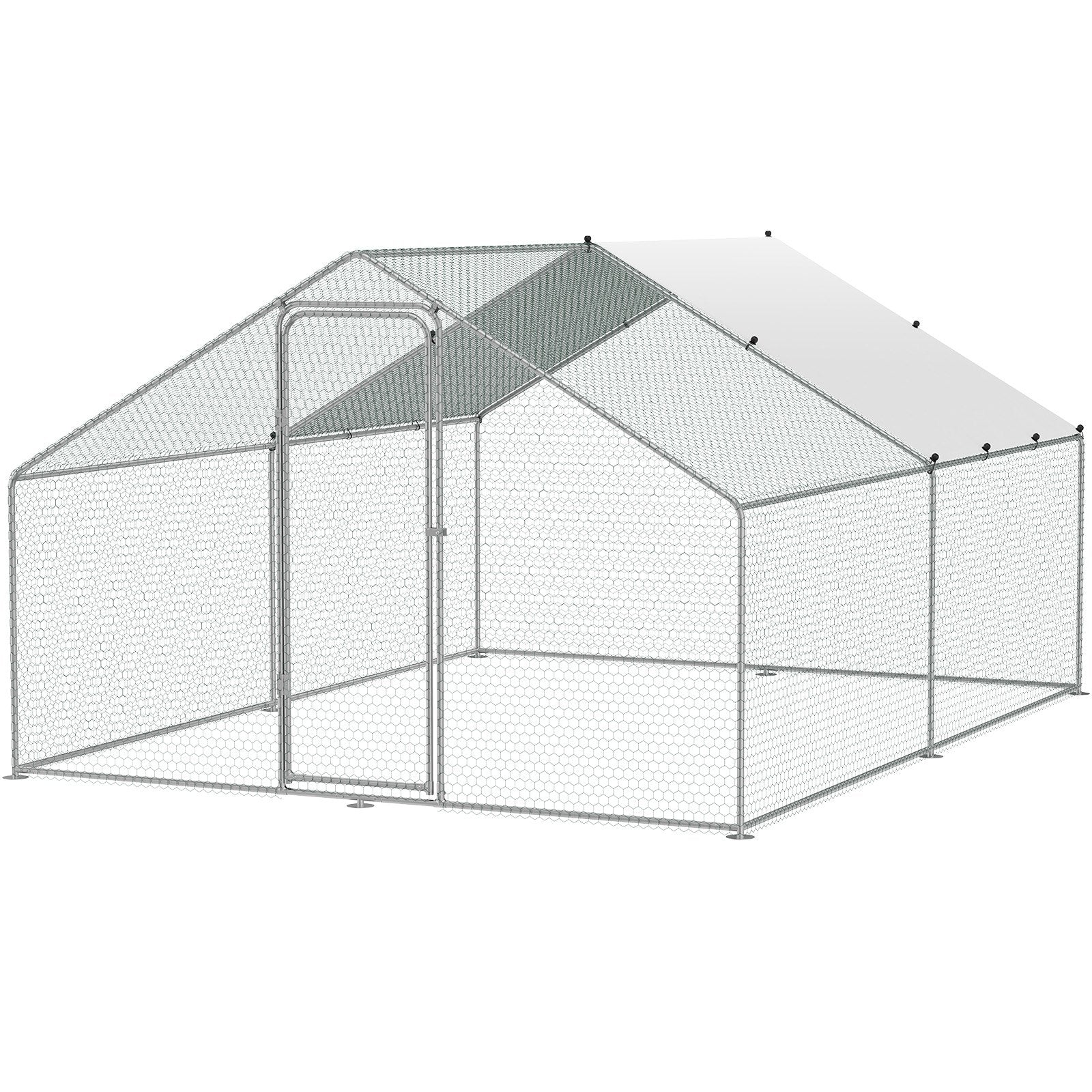 VEVOR Large Metal Chicken Coop, 3x3.93x1.99 m Walk-in Chicken Runs for Yard with Cover, Spire Roof Hen House with Security Lock for Outdoor and Backyard, Farm, Duck Rabbit Cage Poultry Pen