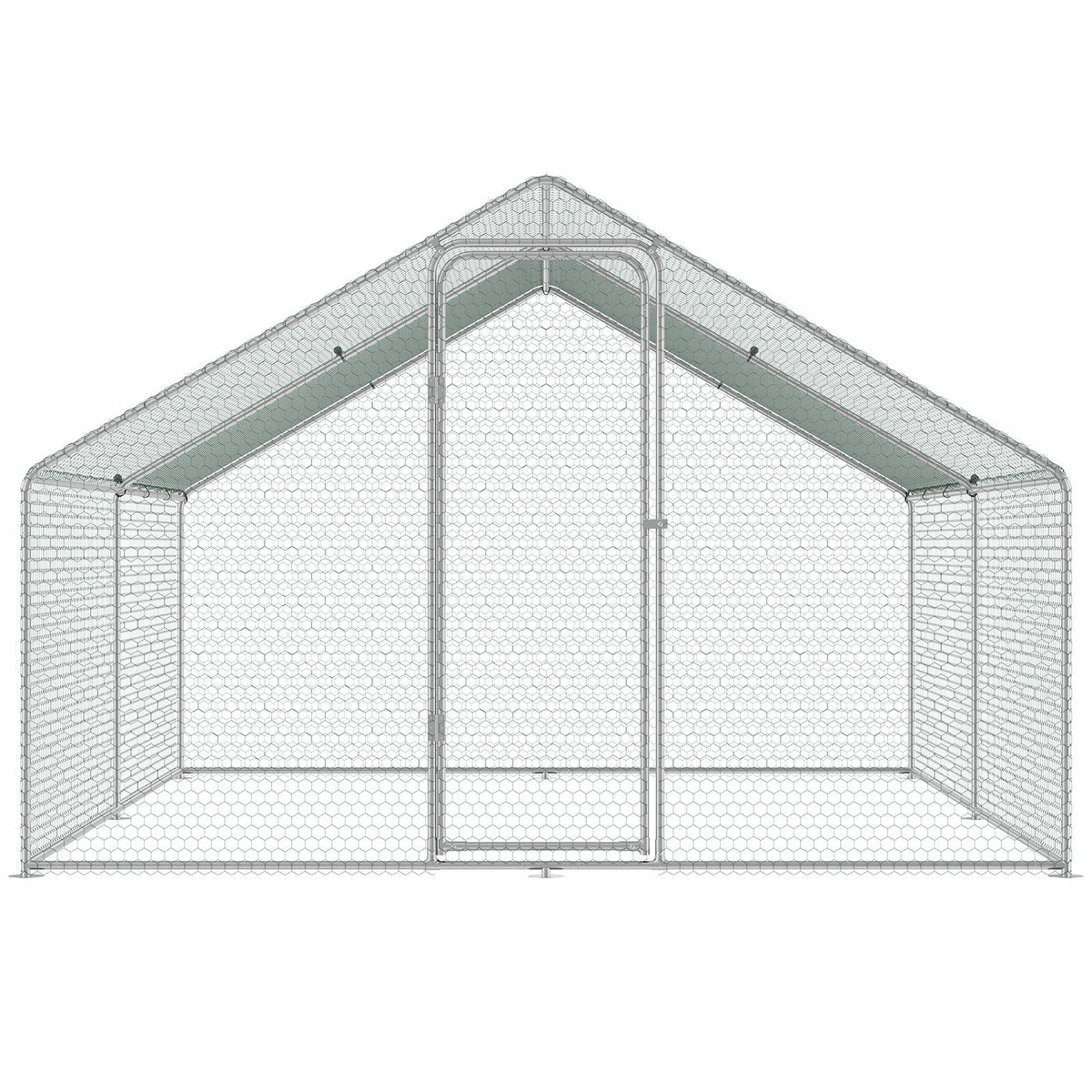 VEVOR Large Metal Chicken Coop, 3x3.93x1.99 m Walk-in Chicken Runs for Yard with Cover, Spire Roof Hen House with Security Lock for Outdoor and Backyard, Farm, Duck Rabbit Cage Poultry Pen