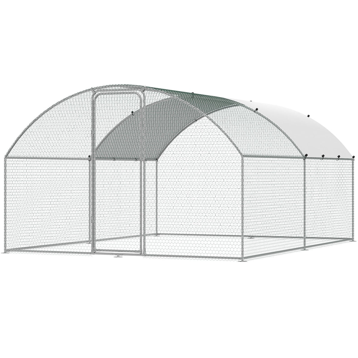 VEVOR Large Metal Chicken Coop, 9.8x12.9x6.5 ft Walk in Chicken Run for Yard with Waterproof Cover, Doom Roof Hen House with Security Lock for Outdoor and Backyard, Farm, Duck Rabbit Cage Poultry Pen