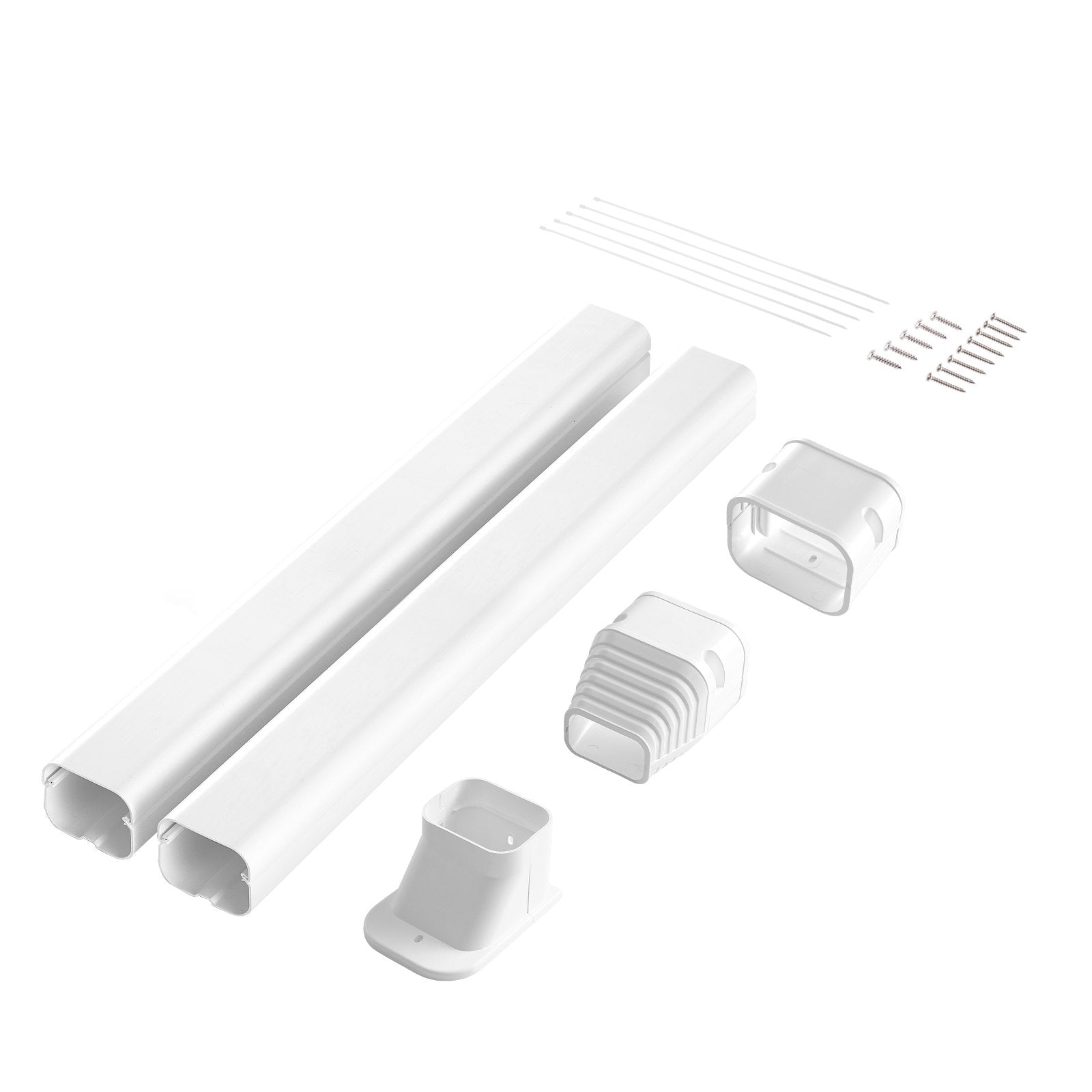 VEVOR Mini Split Line Set Cover 76.2mm W 2270mm L, PVC Decorative Pipe Line Cover For Air Conditioner with 2 Straight Ducts & Full Components Easy to Install, Paintable for Heat Pumps, White