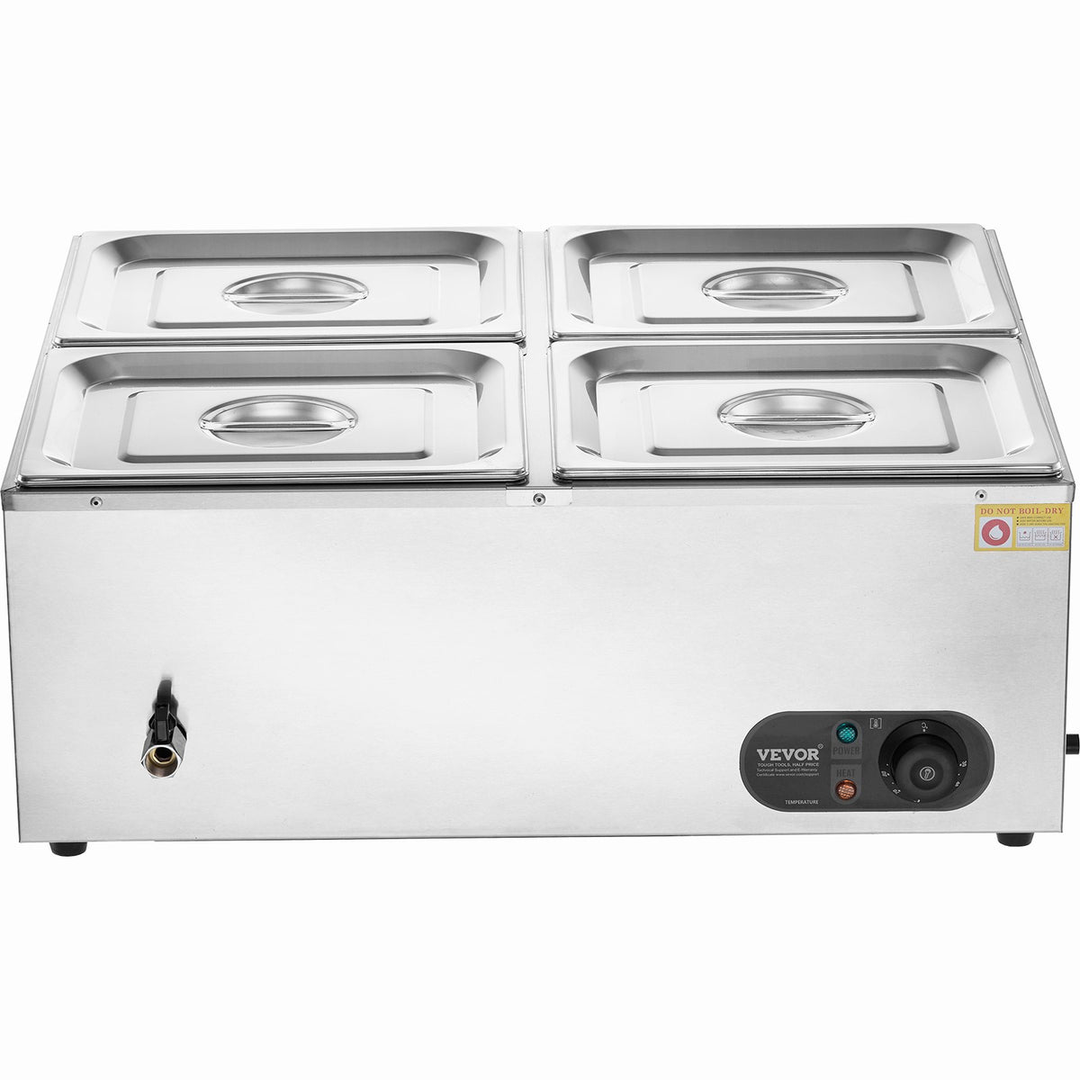 VEVOR Commercial Electric Food Warmer Countertop Buffet 4*12 Qt Pan Bain Marie
