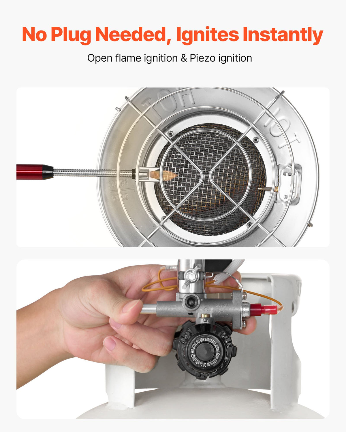 VEVOR Propane Tank Top Heater with Portable Trolley, 15000 BTU Rapid Heating 180-Degree Infrared Radiant Tank Top Gas Heater for 9-18kg Propane Tanks, for Ice Fishing/ Hunting/Outdoor Single Burner