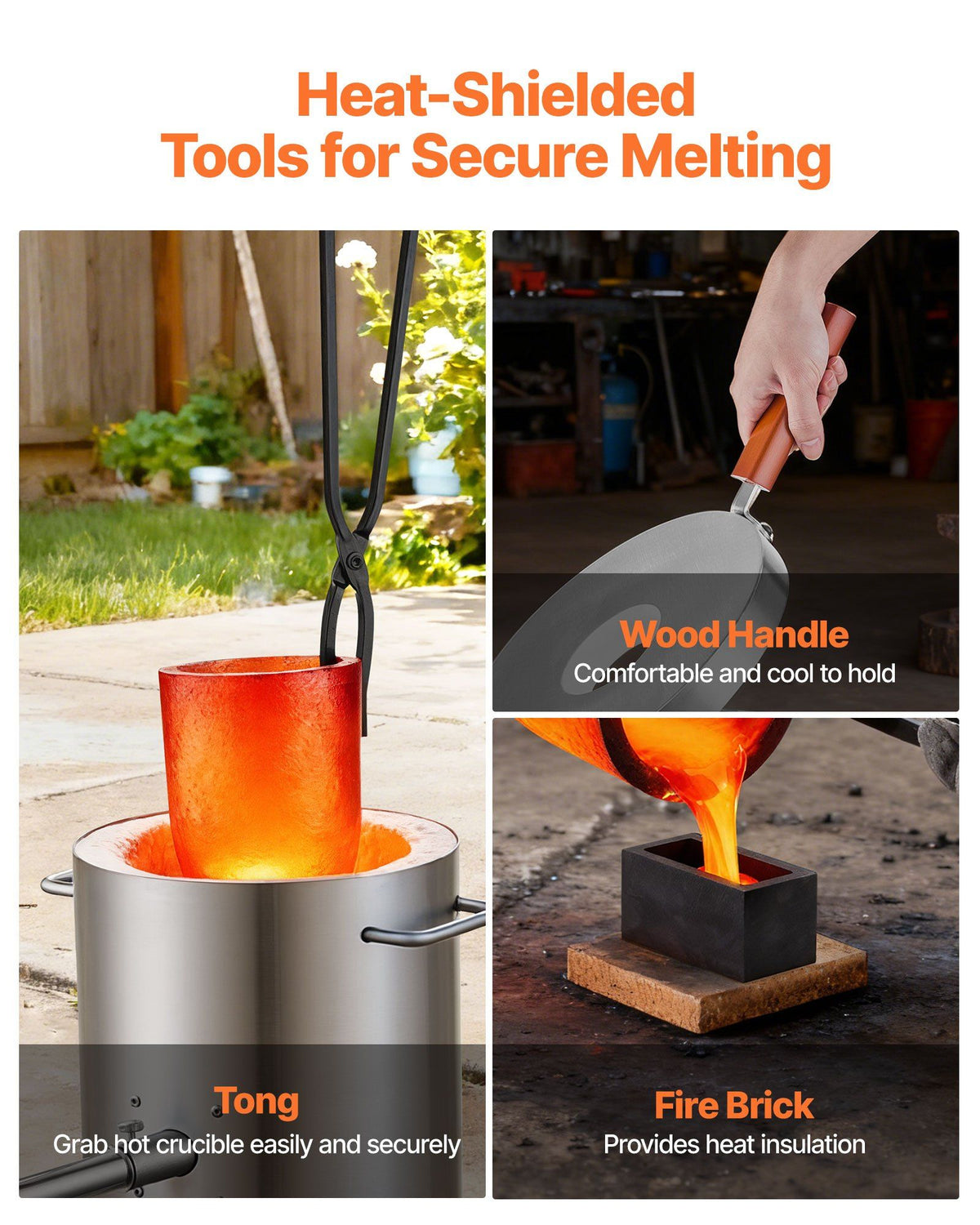 Propane Melting Furnace Kit, 8KG/18lbs Gas Metal Melting Furnace Kit, Foundry Home Kiln with Crucible, Tongs, Wooden Handle, Smelting Casting Tool for Gold Silver Copper Aluminum Metal Recycle