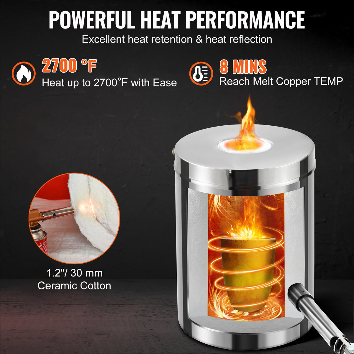 VEVOR 6KG Propane Melting Furnace Kit Melting Furnace Stainless Steel 2700℉