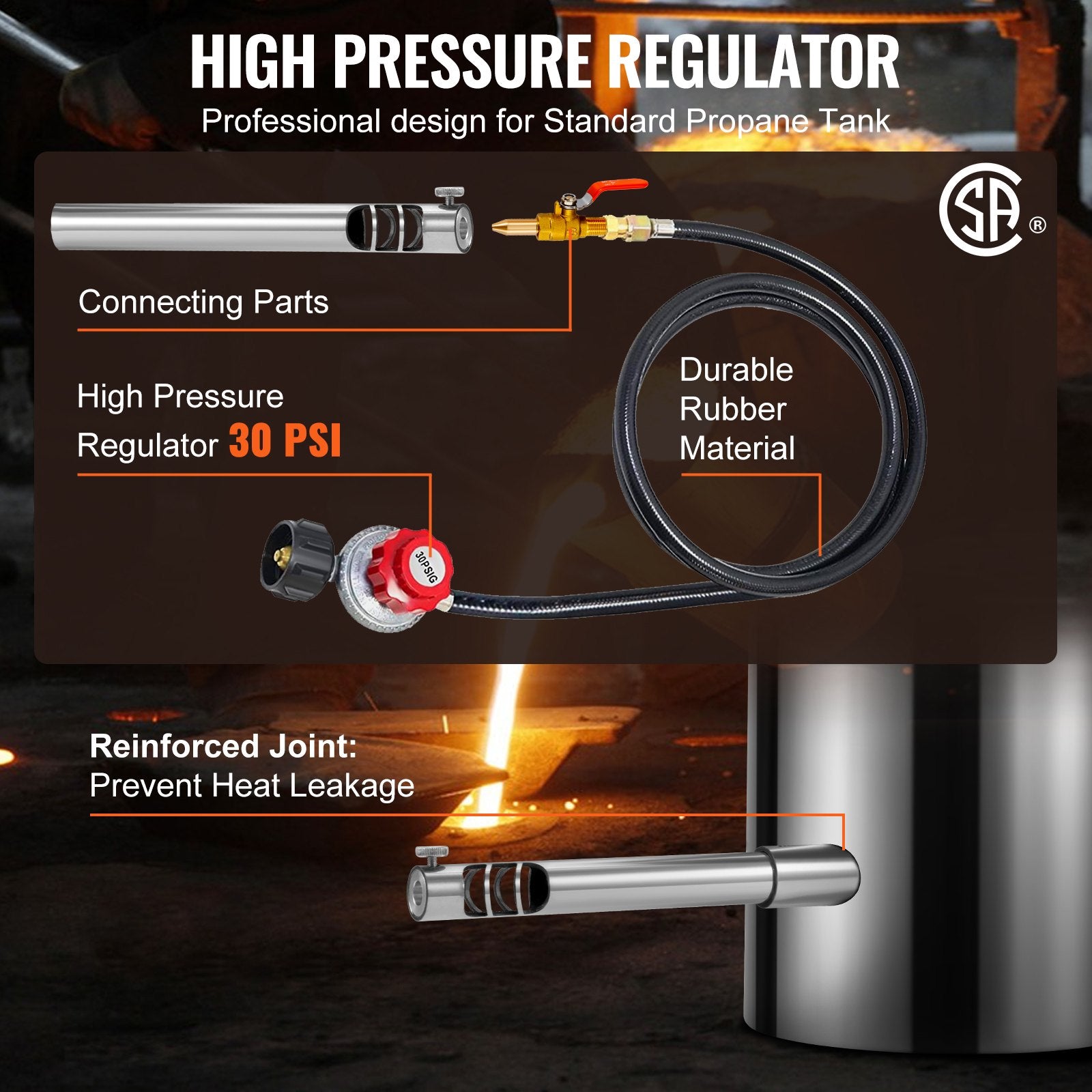 VEVOR 6KG Propane Melting Furnace Kit Melting Furnace Stainless Steel 2700℉