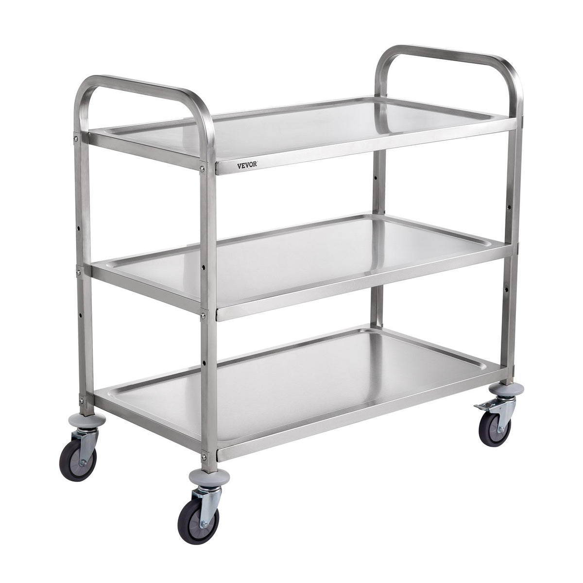 VEVOR 3-Tier Utility Cart Rolling Cart on Wheels 37.5"x20"x37.7" 450 LBS 6 Hooks
