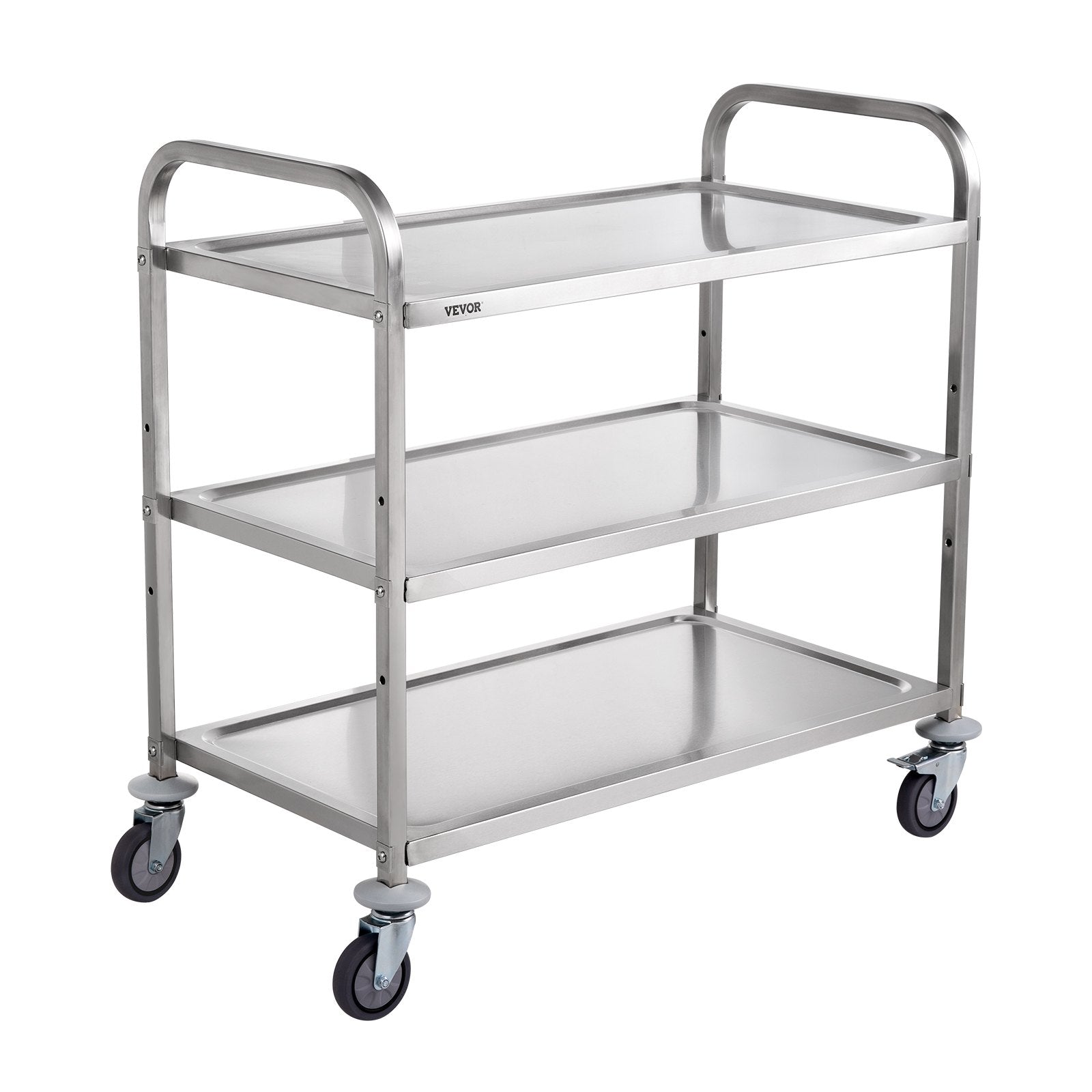 VEVOR 3-Tier Utility Cart Rolling Cart on Wheels 37.5"x20"x37.7" 450 LBS 6 Hooks