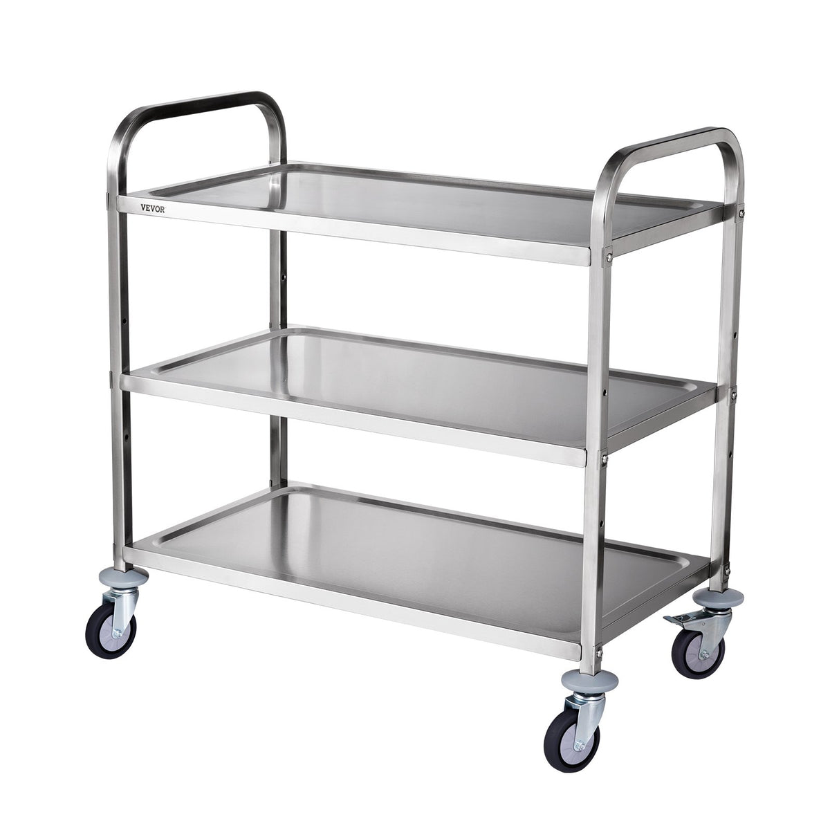 VEVOR 3-Tier Utility Cart Rolling Cart on Wheels 37.5"x20"x37.7" 450 LBS 6 Hooks