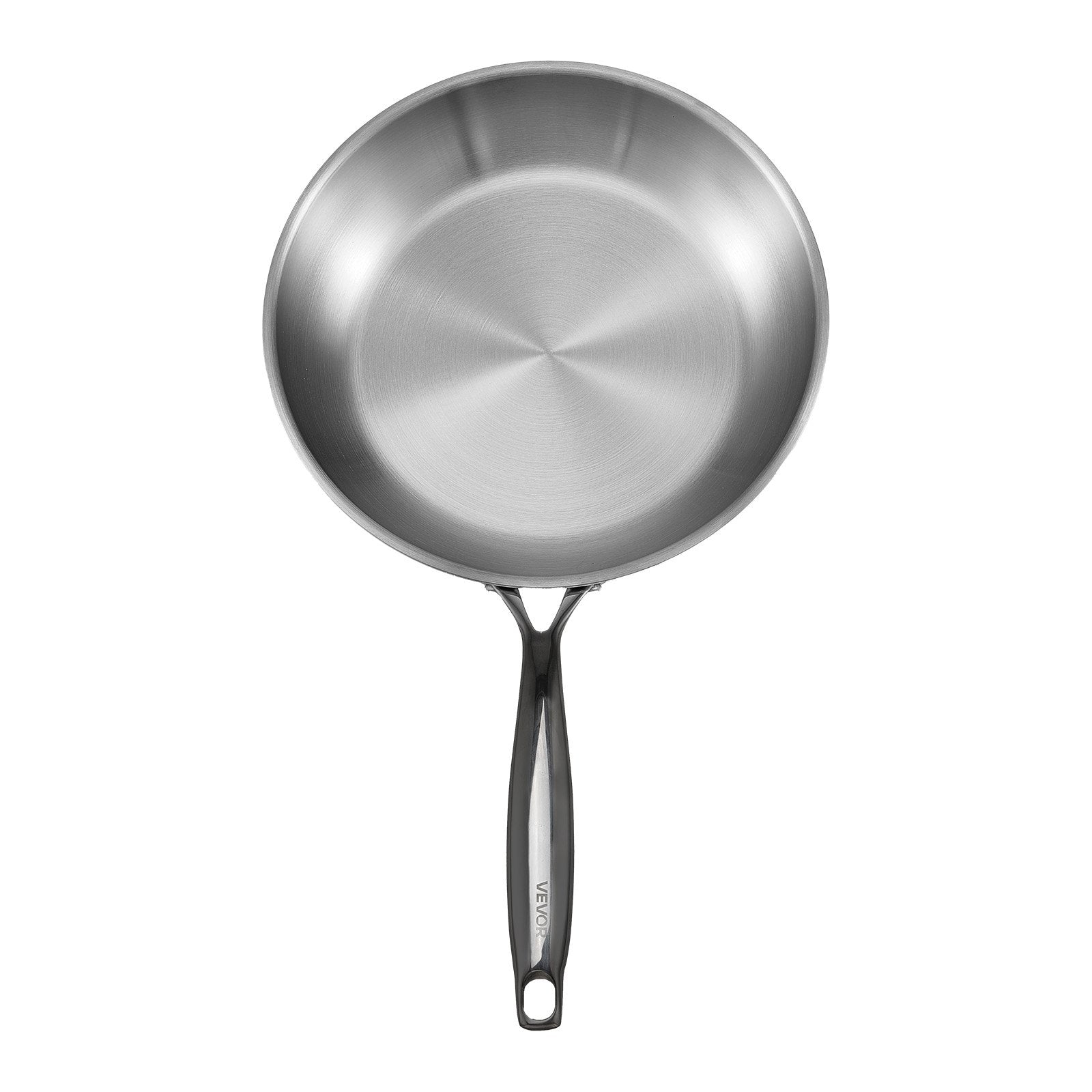 VEVOR Tri-Ply Stainless Steel Frying Pan, 3 Piece (240, 280, 320 mm), Cooking Skillet with Heat-Resistant Handle, Chef's Kitchen Cookware, Oven, Gas, Electric, Induction, Dishwasher Compatible, Silver