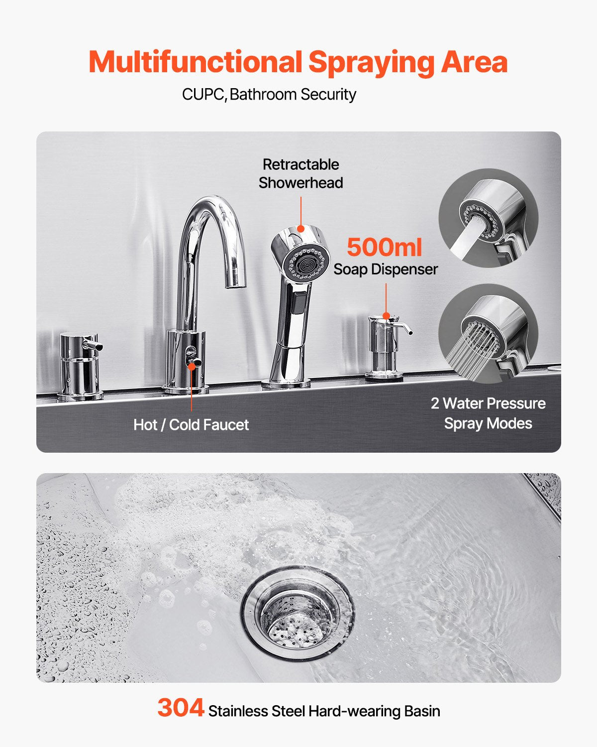 VEVOR 155 cm Dog Grooming Bath Tub Stainless Steel w Ramp Water Filter Left