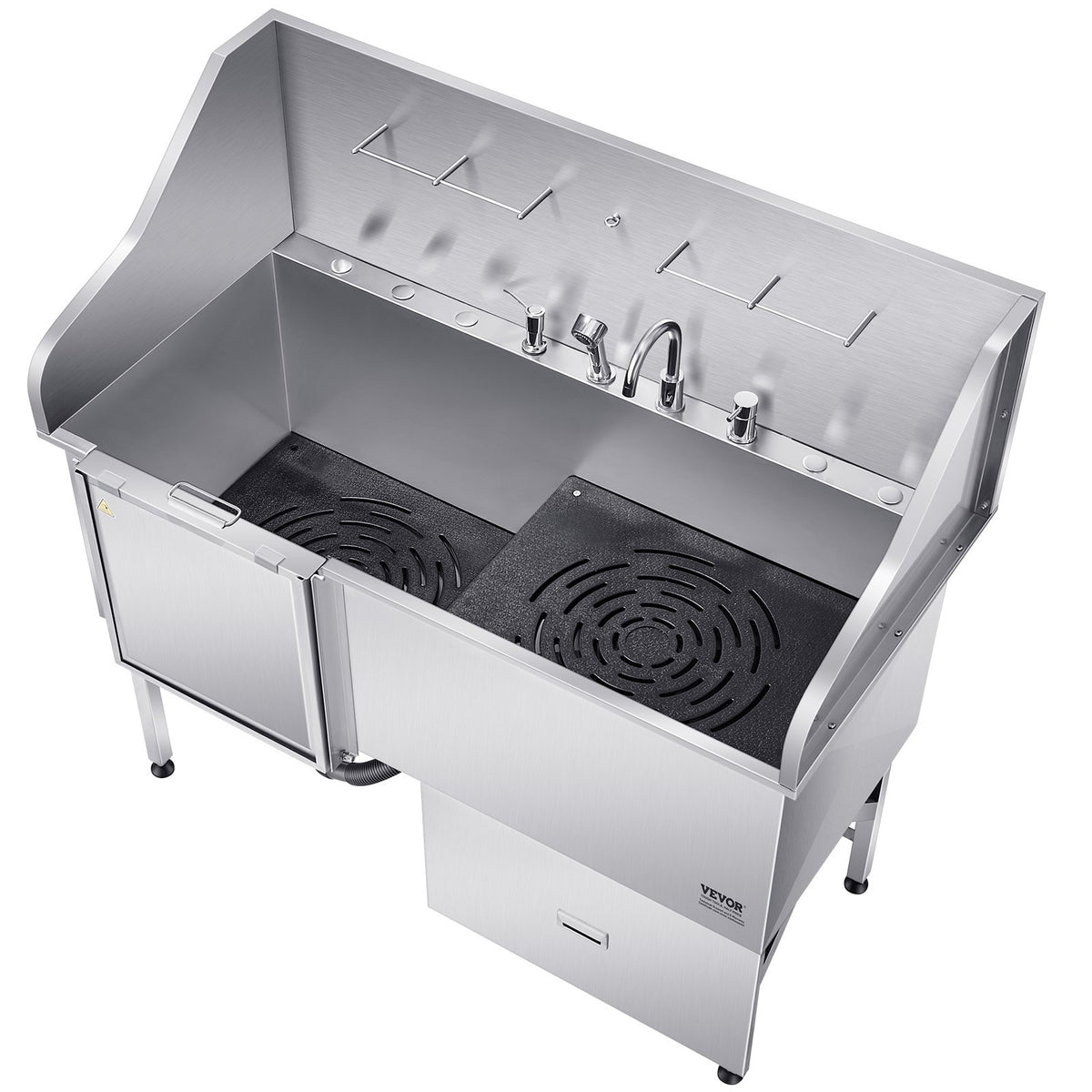 VEVOR 155 cm Dog Grooming Bath Tub Stainless Steel w Ramp Water Filter Left