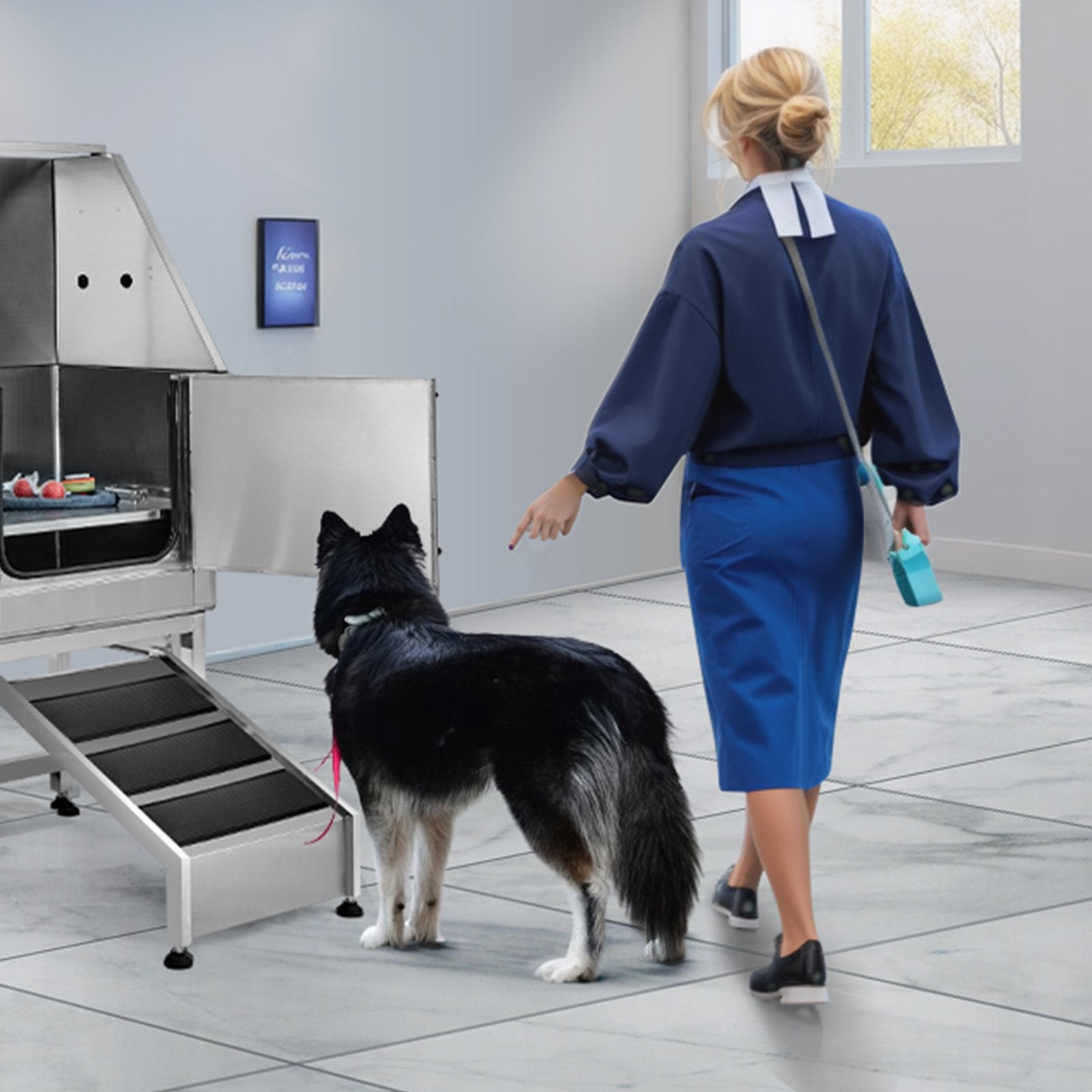 VEVOR 1.57M Pet Dog Bathing Station w/Ramp, Professional Stainless Steel Dog Grooming Tub w/ Soap Box, Faucet,Rich Accessory,Bathtub for Large,Medium,Small Pets, Washing Sink for Home(Left)