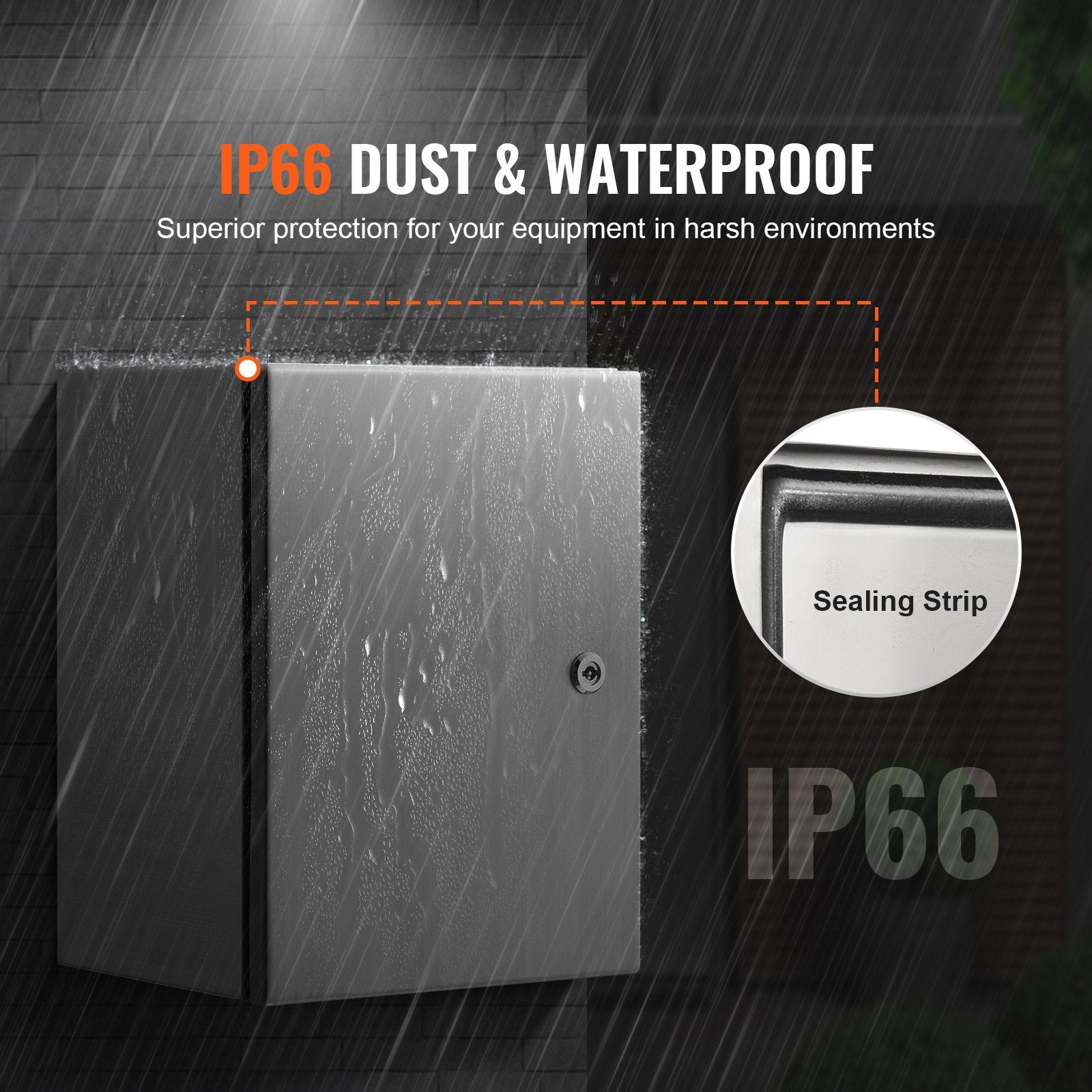 VEVOR Steel Electrical Box, 40x30x25 cm, 304 Stainless Steel Electrical Enclosure Box, Wall-Mounted Outdoor Electrical Electronic Equipment Enclosure with Mounting Plate Hinges Lock, IP66 Waterproof