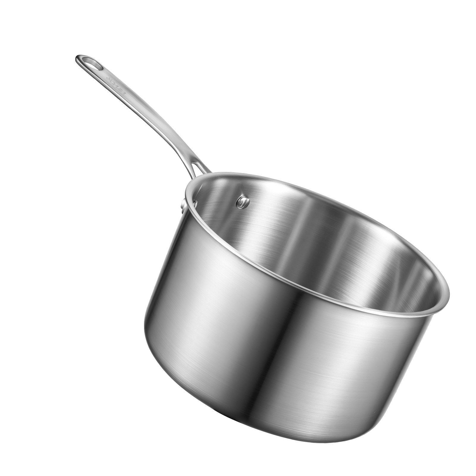 4 QT Saucepan, Stainless Steel Saucepan with Glass Lid, Multipurpose Nonstick Stainless Steel Small Cooking Sauce Pot with Ergonomic Handle, Friendly for Oven, Dishwasher, Induction Cooker