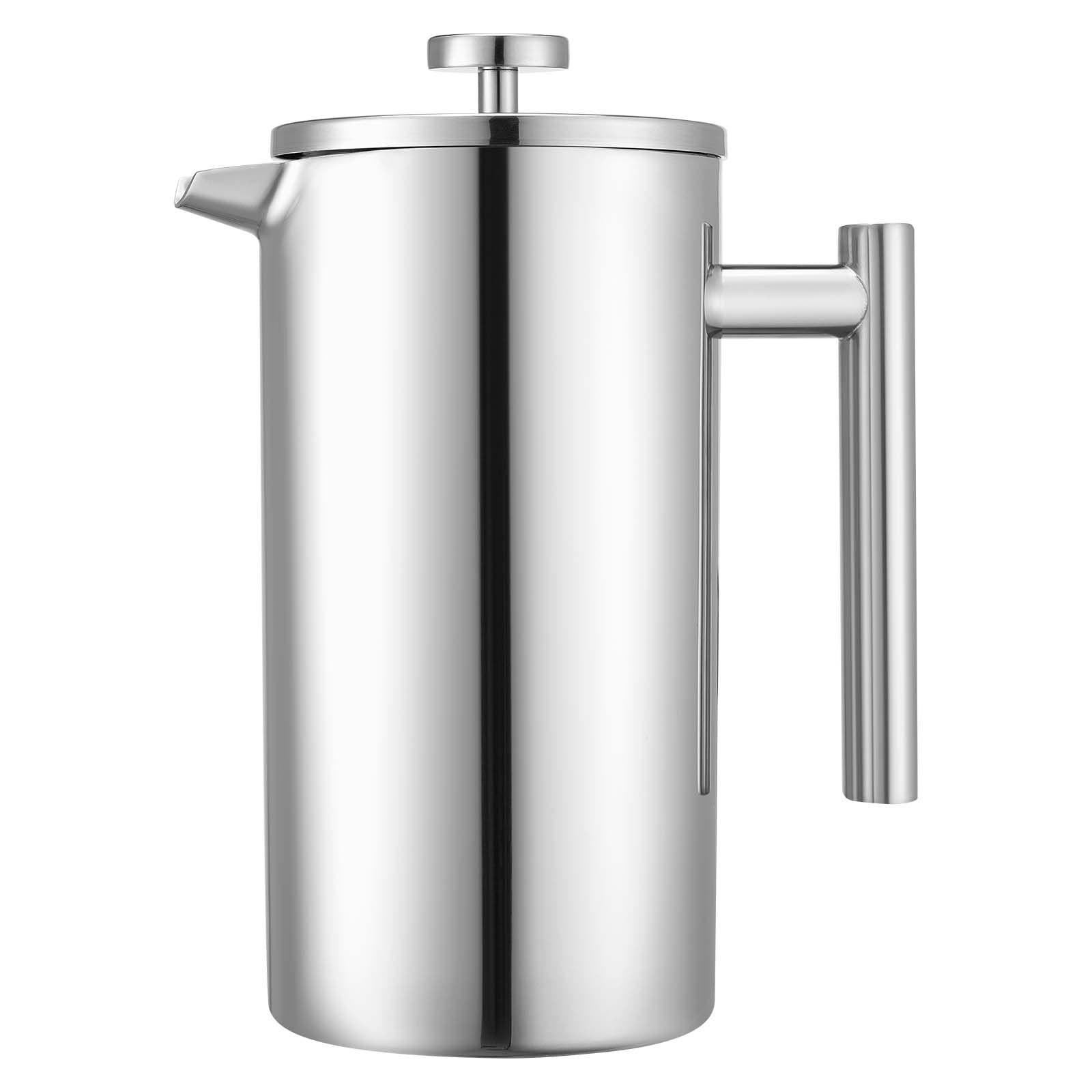 VEVOR French Press Coffee Maker, 1.5 Liter Stainless Steel Coffee Press Tea Maker with Filter, Large Double Wall Insulated French Presses Cold Brew for Camping Travel Home Kitchen, Silver