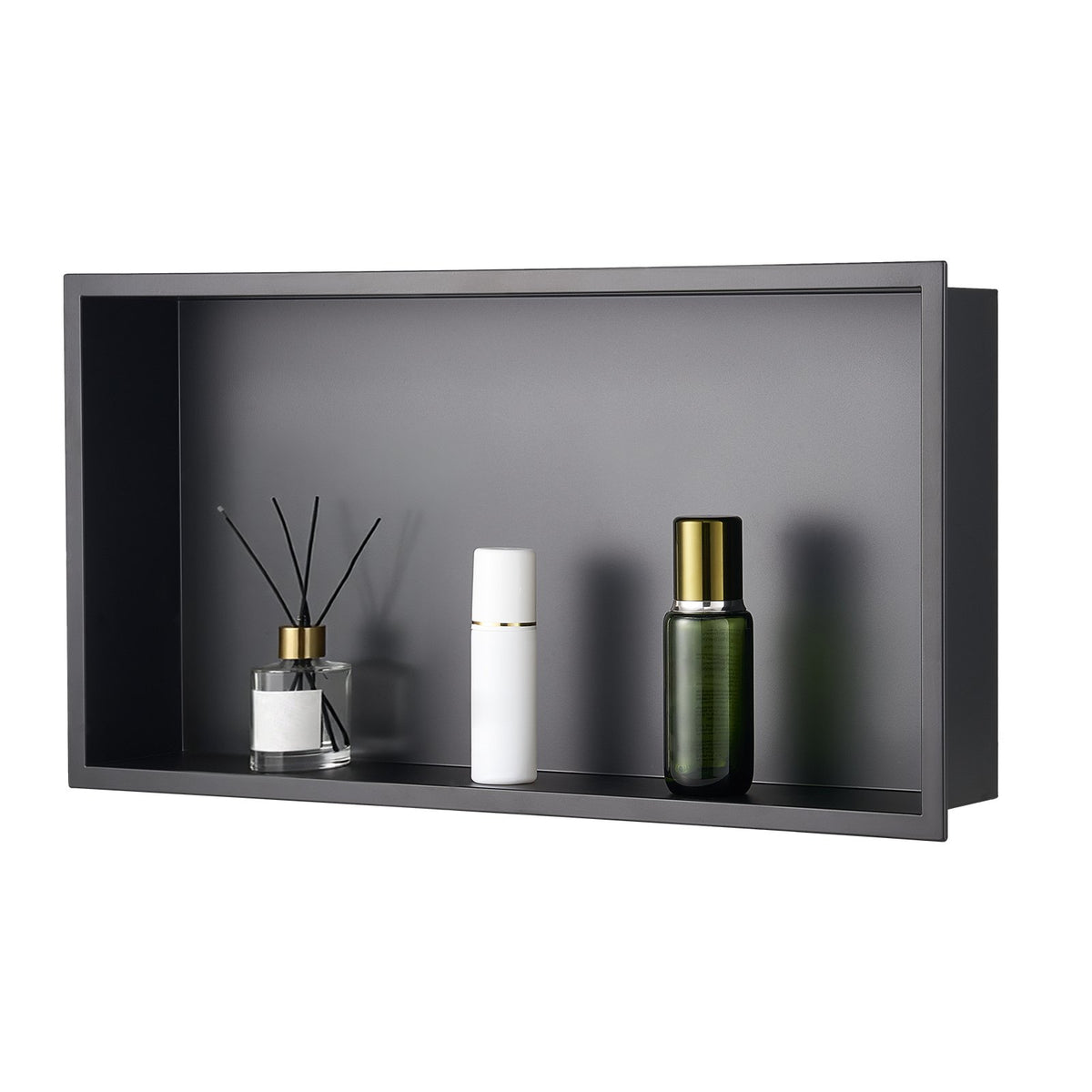VEVOR Shower Niche, 33.0 x 63.5 x 10.2 cm Recessed Wall Niche, Heavy-duty Stainless Steel Modern Soap &amp; Shampoo Storage Organizer, Sealed Waterproof, Durable &amp; Easy to Install, Black for Bathroom