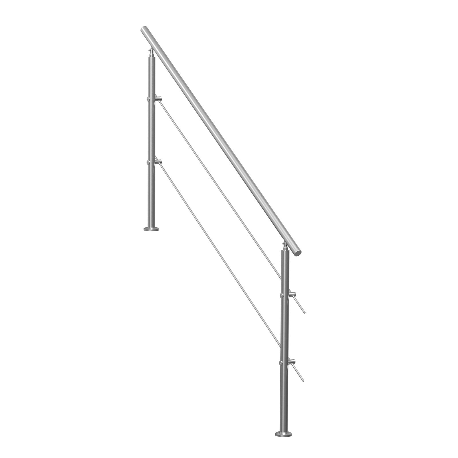 VEVOR Handrails for Outdoor Steps, 70.9in Length 2 Crossbars Stair Hand Rail Kit, Transitional Stainless Steel Railings w/ Installation Kit, Double-column Staircase Handrails for Seniors,Porch & Deck