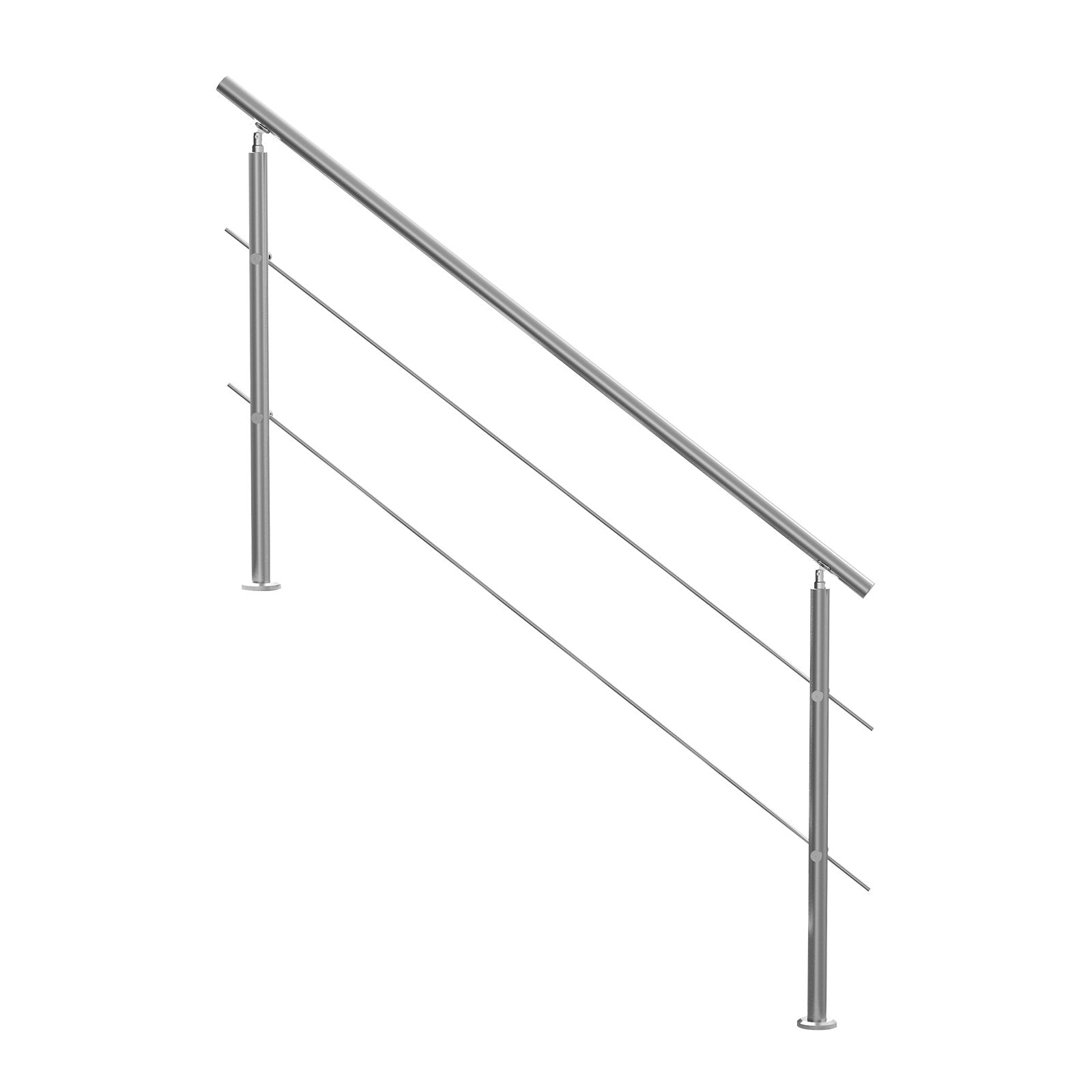 VEVOR Handrails for Outdoor Steps, 70.9in Length 2 Crossbars Stair Hand Rail Kit, Transitional Stainless Steel Railings w/ Installation Kit, Double-column Staircase Handrails for Seniors,Porch & Deck