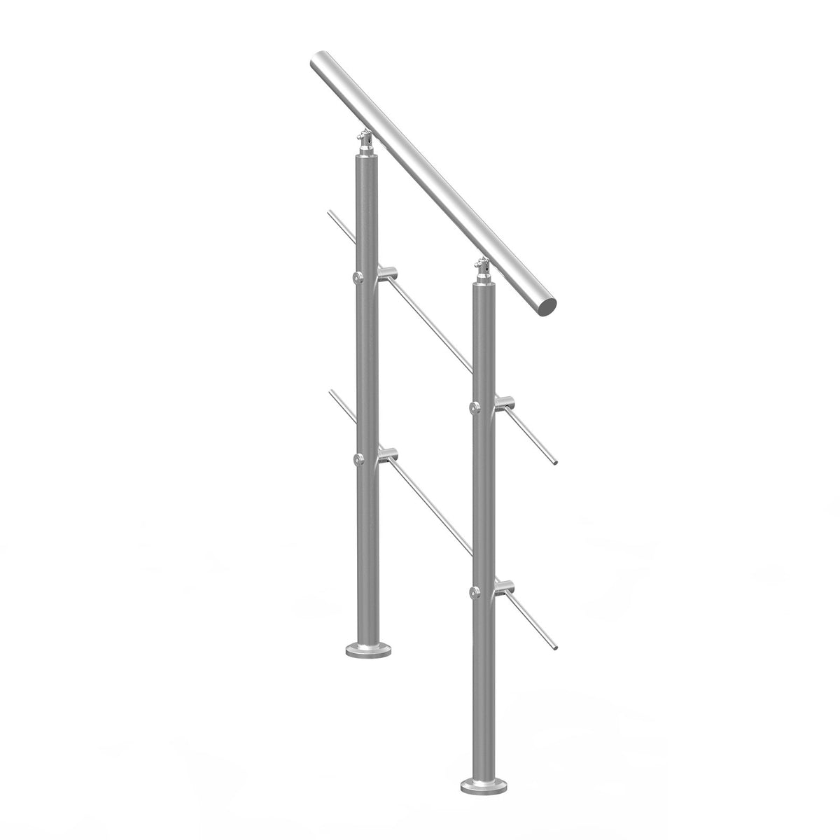 VEVOR Handrails for Outdoor Steps, 31.5in Length 2 Crossbars Stair Hand Rail Kit, Transitional Stainless Steel Railings w/ Installation Kit, Double-column Staircase Handrails for Seniors,Porch & Deck