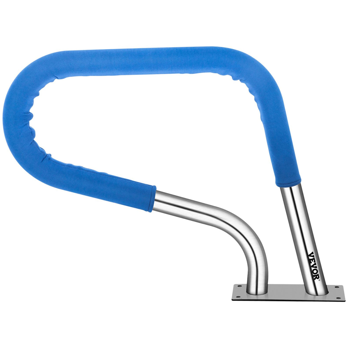 VEVOR Pool Rail 32x23 Pool Railing 304 Stainless Steel 250LBS Load Capacity Silver Rustproof Pool Handrail Humanized Swimming Pool Handrail with Blue Grip Cover & M8 Drill Bit & Self-Taping Screws