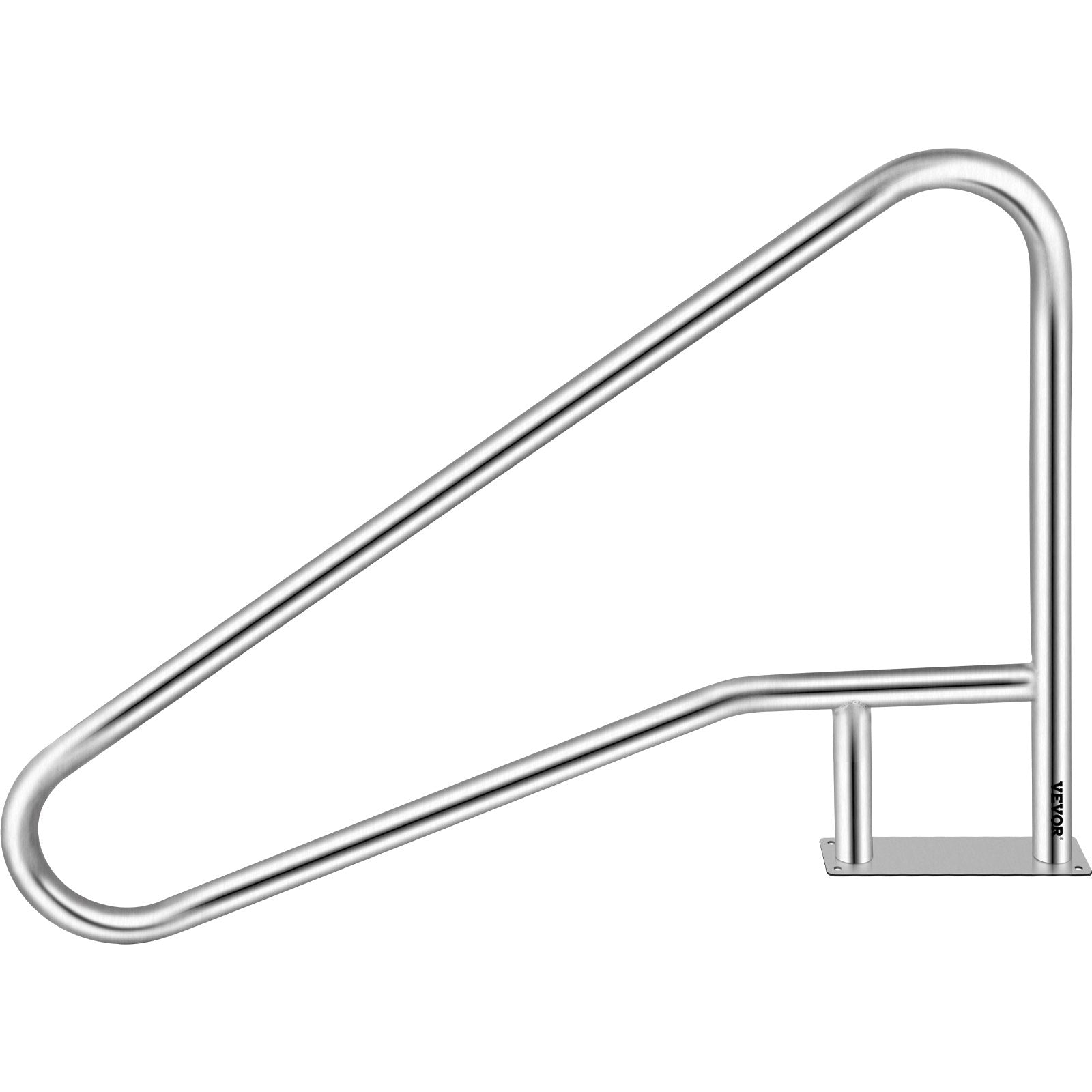 VEVOR Pool Rail 54x36 Pool Railing 304 Stainless Steel 250LBS Load Capacity Silver Rustproof Pool Handrail Humanized Swimming Pool Handrail with Blue Grip Cover & M8 Drill Bit & Self-Taping Screws