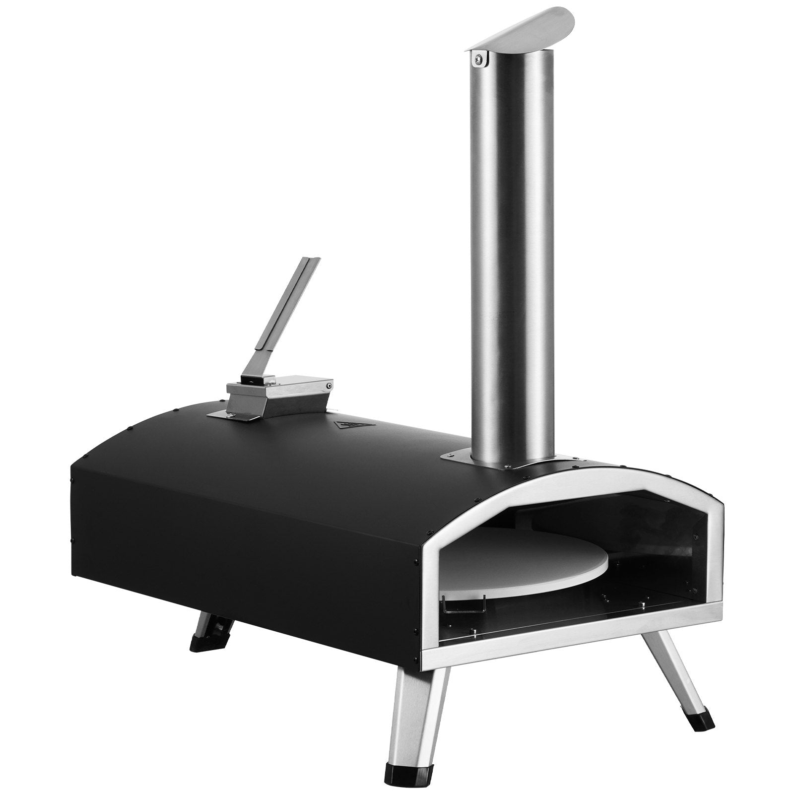 VEVOR Outdoor Pizza Oven, 12" Wood Fired Pizza Ovens, Pellet Pizza Stove with Built-in Thermometer, with Thickened Cordierite, Rotating Pizza Stone, Carry Bag, Shovel,  Portable Pizza Maker for Outside Backyard Patio Camping Black