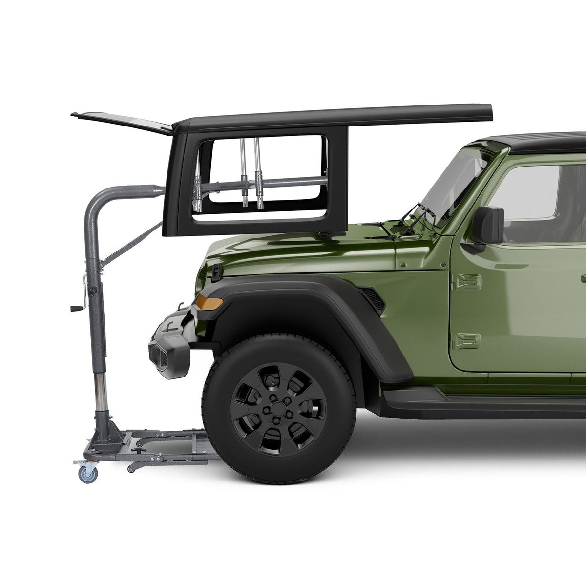 Hard Top Remover Lift, 99.79 kg, Foldable Jeep Hardtop Removal and Storage System, Easy One-Person Operation, Adjustable Height, for Jeep Wrangler YJ, TJ, JK, JL, 4XE, Ford Bronco 4 Door &amp;6 Gen+