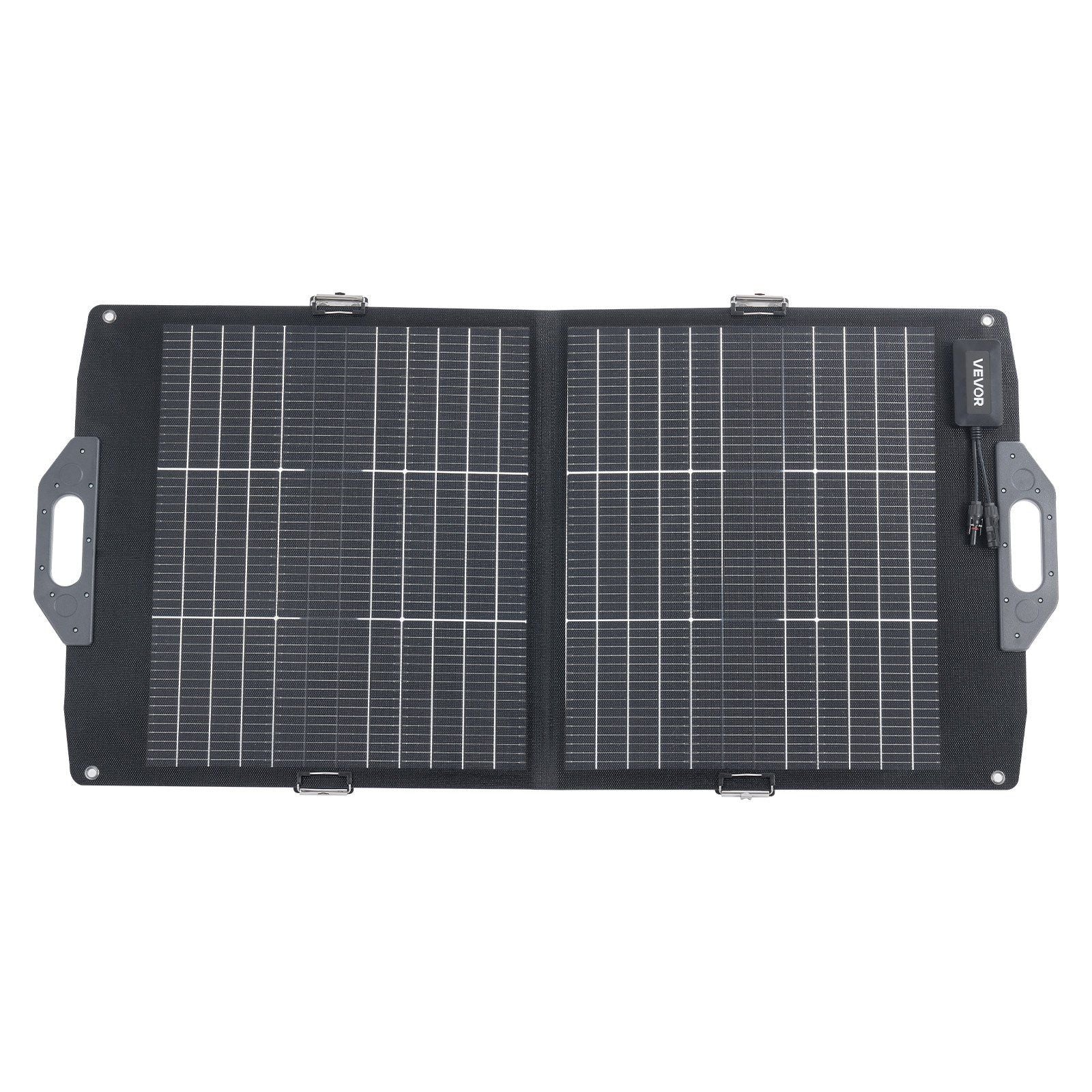100W Bifacial Solar Panel, 16BB N-Type Foldable Monocrystalline Solar Panel Charger 24% Efficiency, Portable with MC4 Output, USB-A (QC3.0), Type-C & DC Ports for Power Stations Camping Hiking