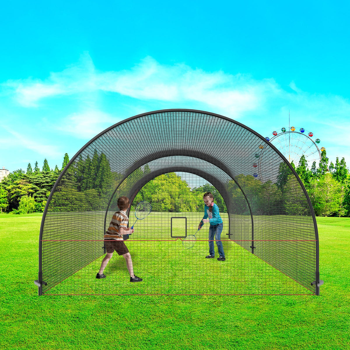 VEVOR Baseball Batting Cage, Softball and Baseball Batting Cage Net and Frame, 22x12x8ft Practice Portable Cage Net with Carry Bag, Heavy Duty Enclosed Pitching Cage, for Backyard Batting Hitting Training 670CM