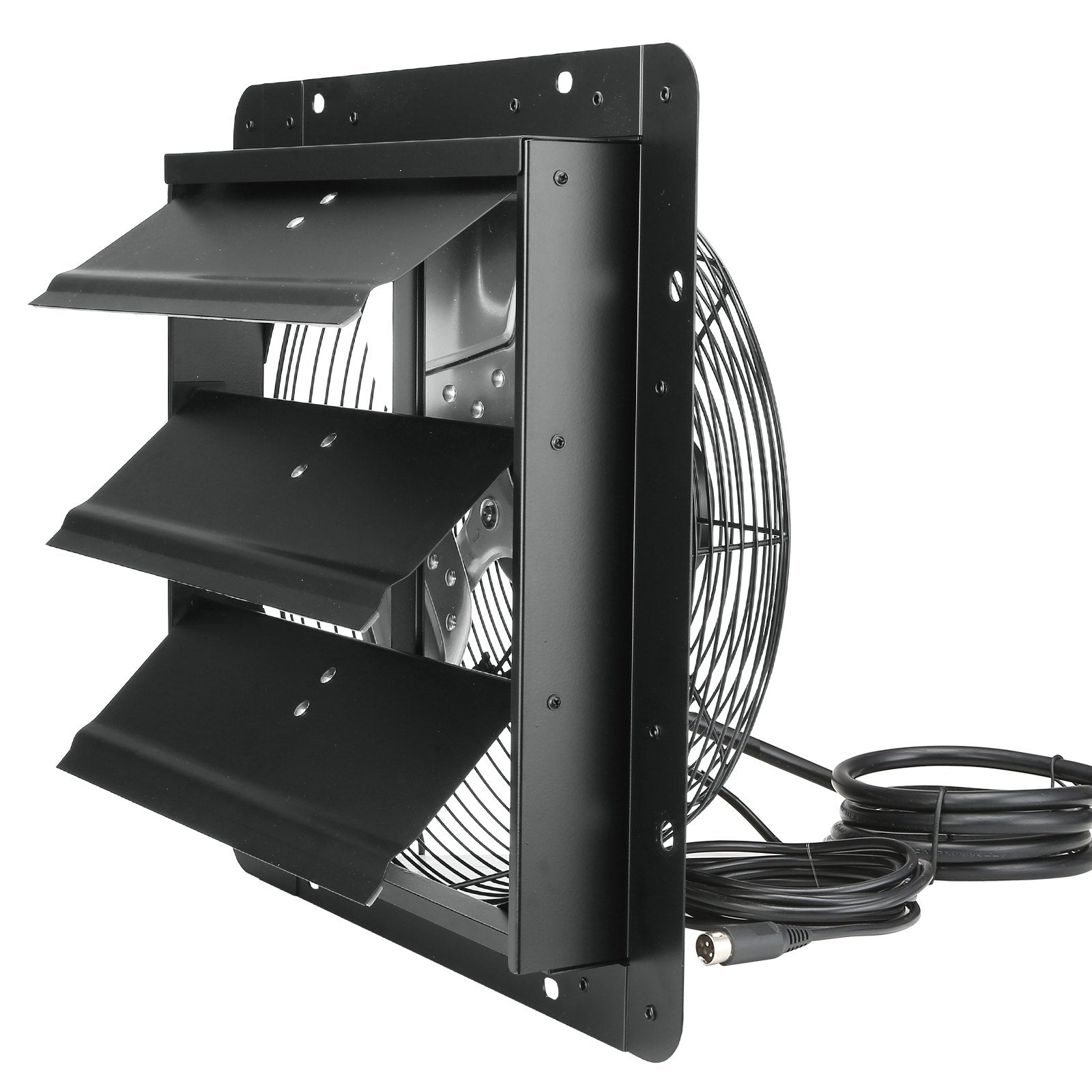 VEVOR Shutter Exhaust Fan, 356 mm / 14inch with Temperature Humidity Controller, EC-motor, 1024 CFM, Variable Speed Adjustable Wall Mount Attic Fan, Ventilation and Cooling for Greenhouses, Garages, Sheds