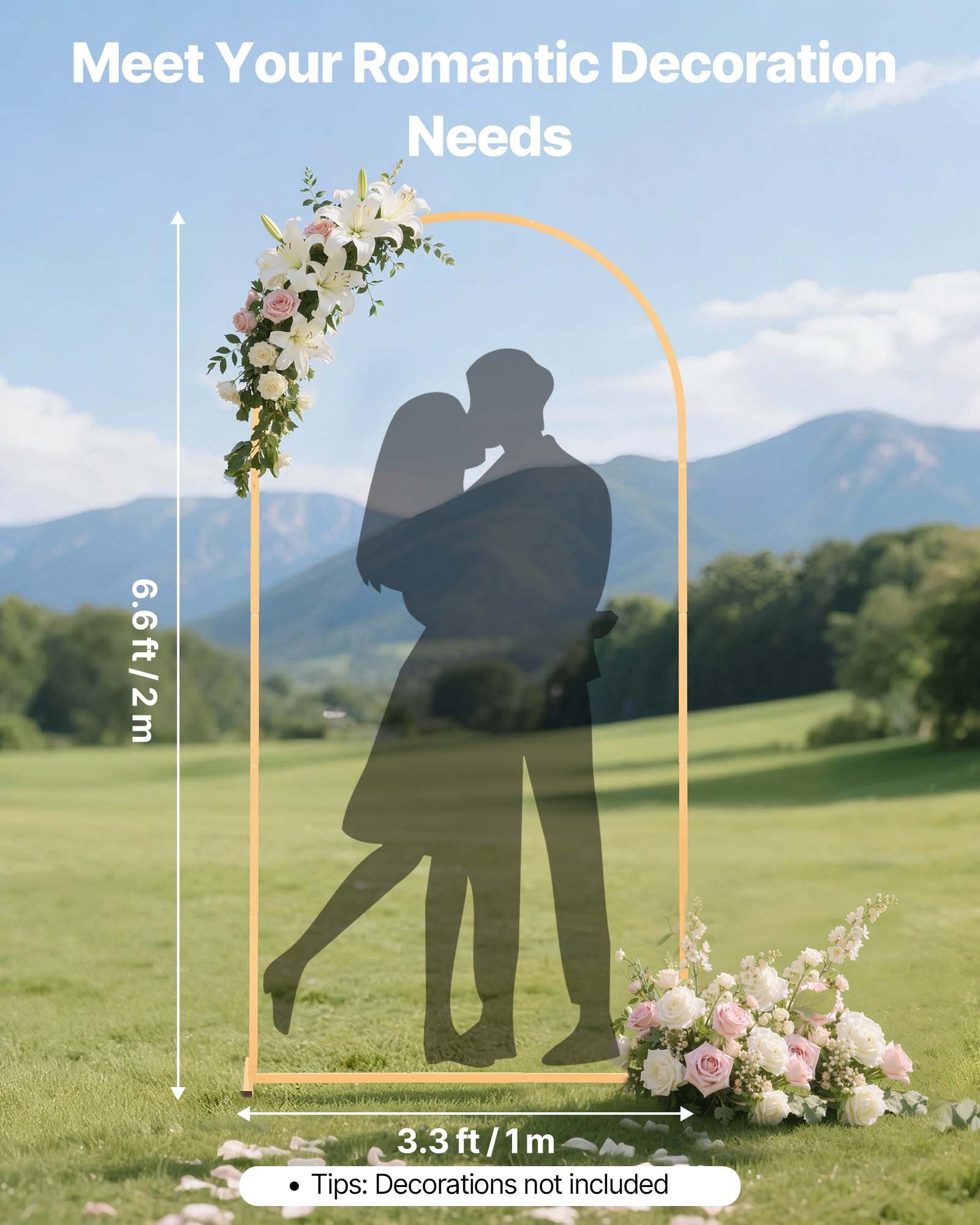 VEVOR Arch Backdrop Stand, 2 x 1 m, Stable Structure, Easy Assembly, 1 Set Gold Metal Arch Backdrop Stand for Wedding, Birthday Party, Graduation, Holiday Celebration, and Ceremony Decoration