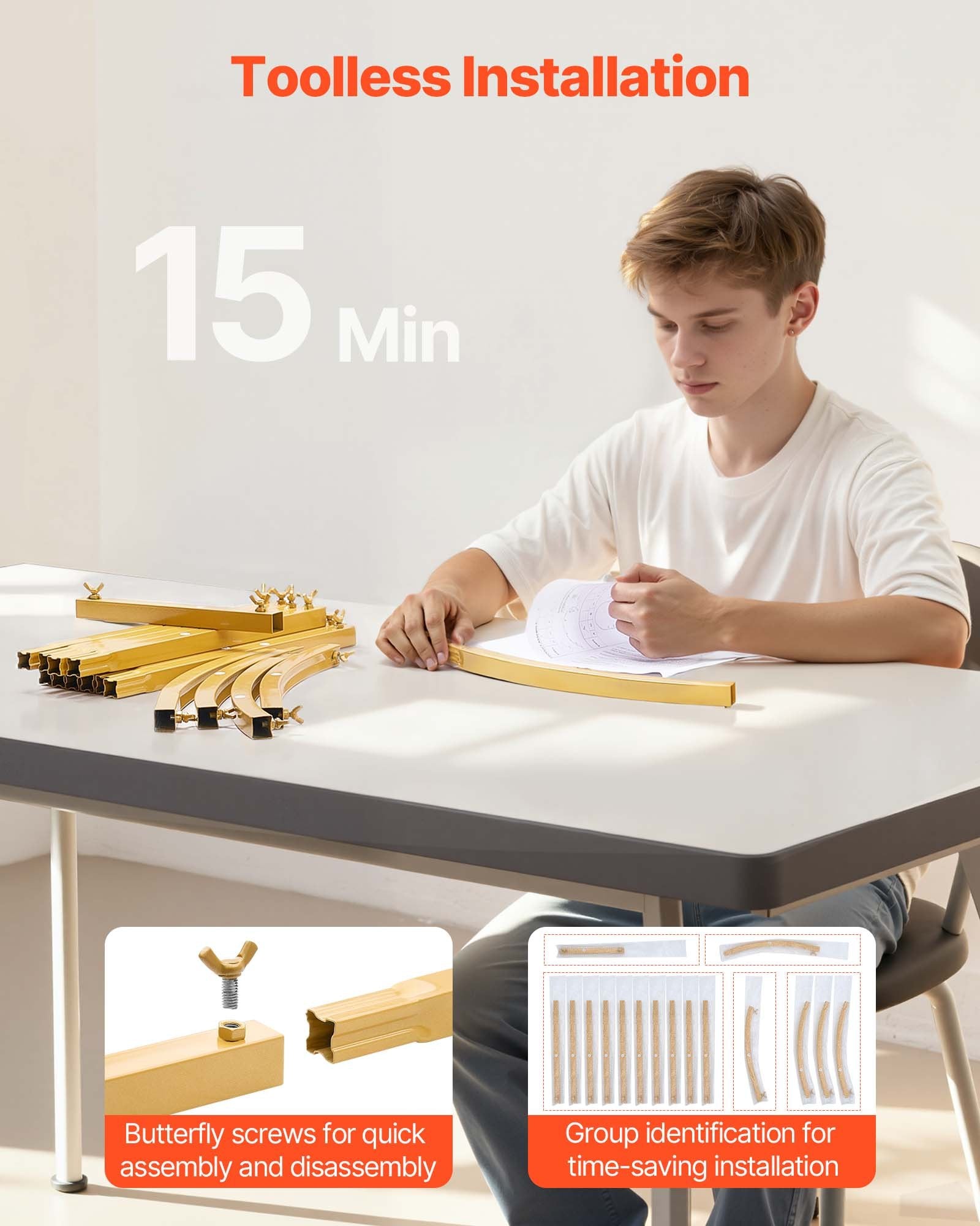 VEVOR Arch Backdrop Stand, 2 x 1 m, Stable Structure, Easy Assembly, 1 Set Gold Metal Arch Backdrop Stand for Wedding, Birthday Party, Graduation, Holiday Celebration, and Ceremony Decoration