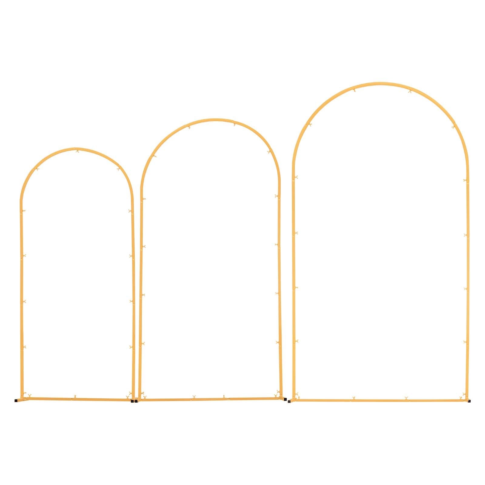 VEVOR Arch Backdrop Stand, Set of 3, 2.2/2/1.8 m , Stable Structure, Easy Assembly, Gold Metal Arch Backdrop Stand for Wedding, Birthday Party, Graduation, Holiday Celebration, and Ceremony Decoration