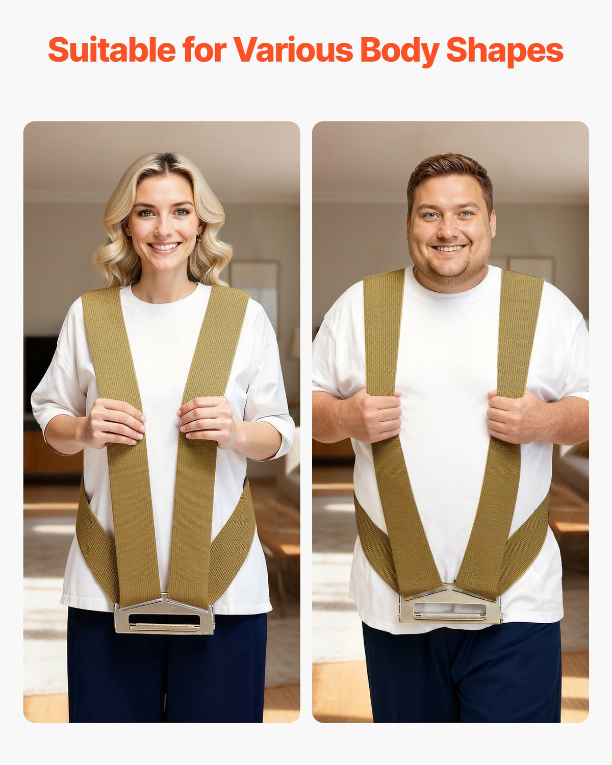 VEVOR Moving Straps, 2-Person Lifting and Moving System with 2 Harness Straps, 1 Load-bearing Strap & 1 Handheld Strap, Adjustable Lifting Shoulder Straps Move Furniture Appliances Mattresses