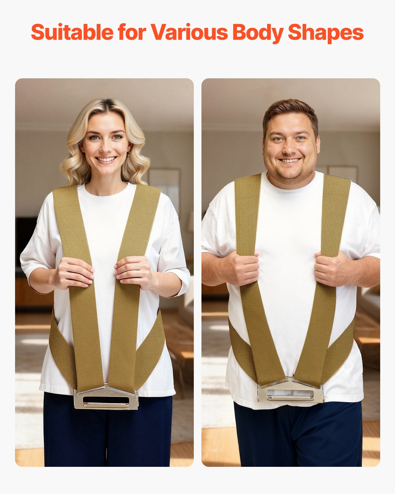 VEVOR Moving Straps, 2-Person Lifting and Moving System with 2 Harness Straps, 1 Load-bearing Strap & 1 Handheld Strap, Adjustable Lifting Shoulder Straps Move Furniture Appliances Mattresses