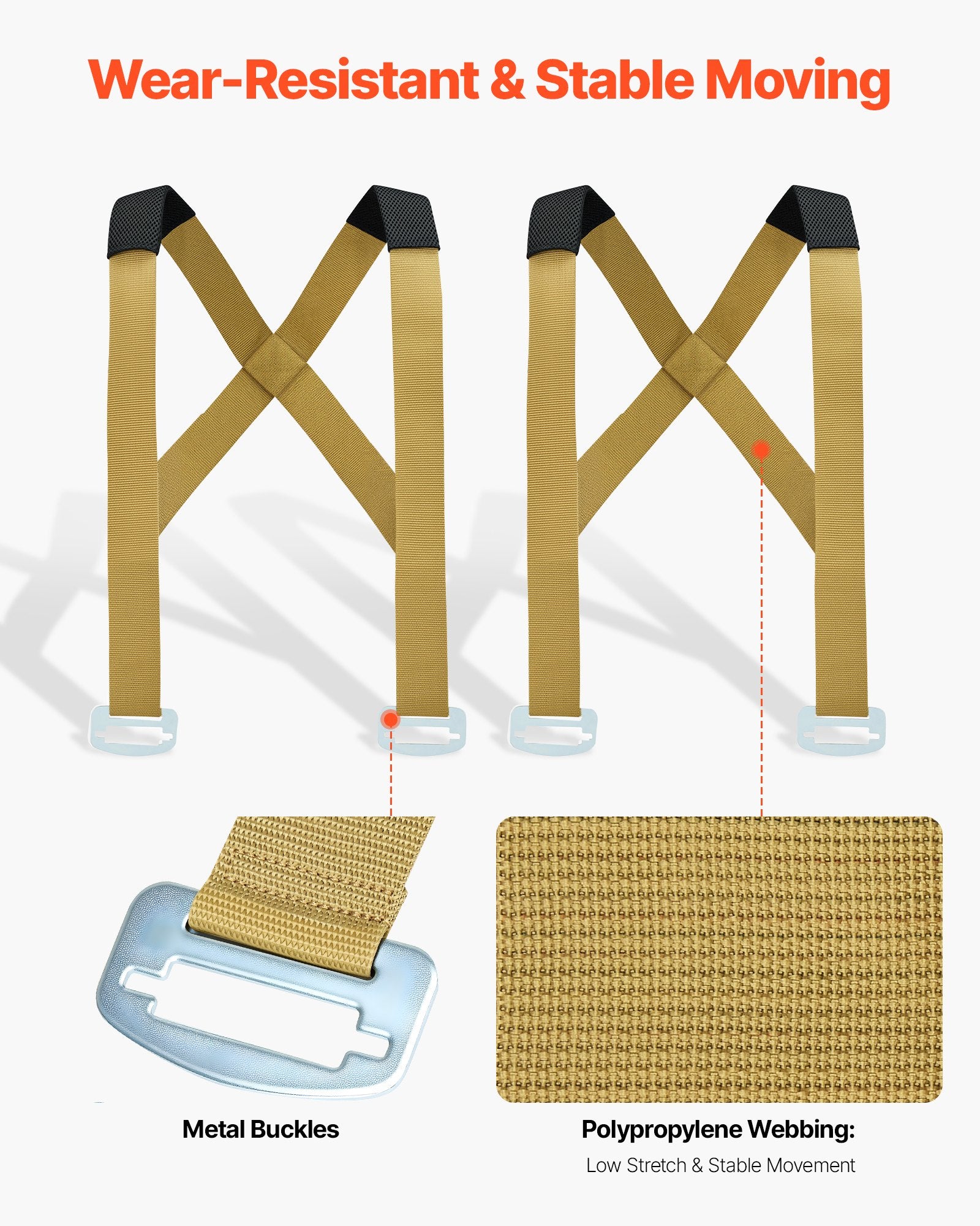 VEVOR Moving Straps, 2-Person Lifting and Moving System with 2 Harness Straps, 2 Load-bearing Straps & 1 Handheld Strap, Adjustable Lifting Shoulder Straps Move Furniture Appliances Mattresses