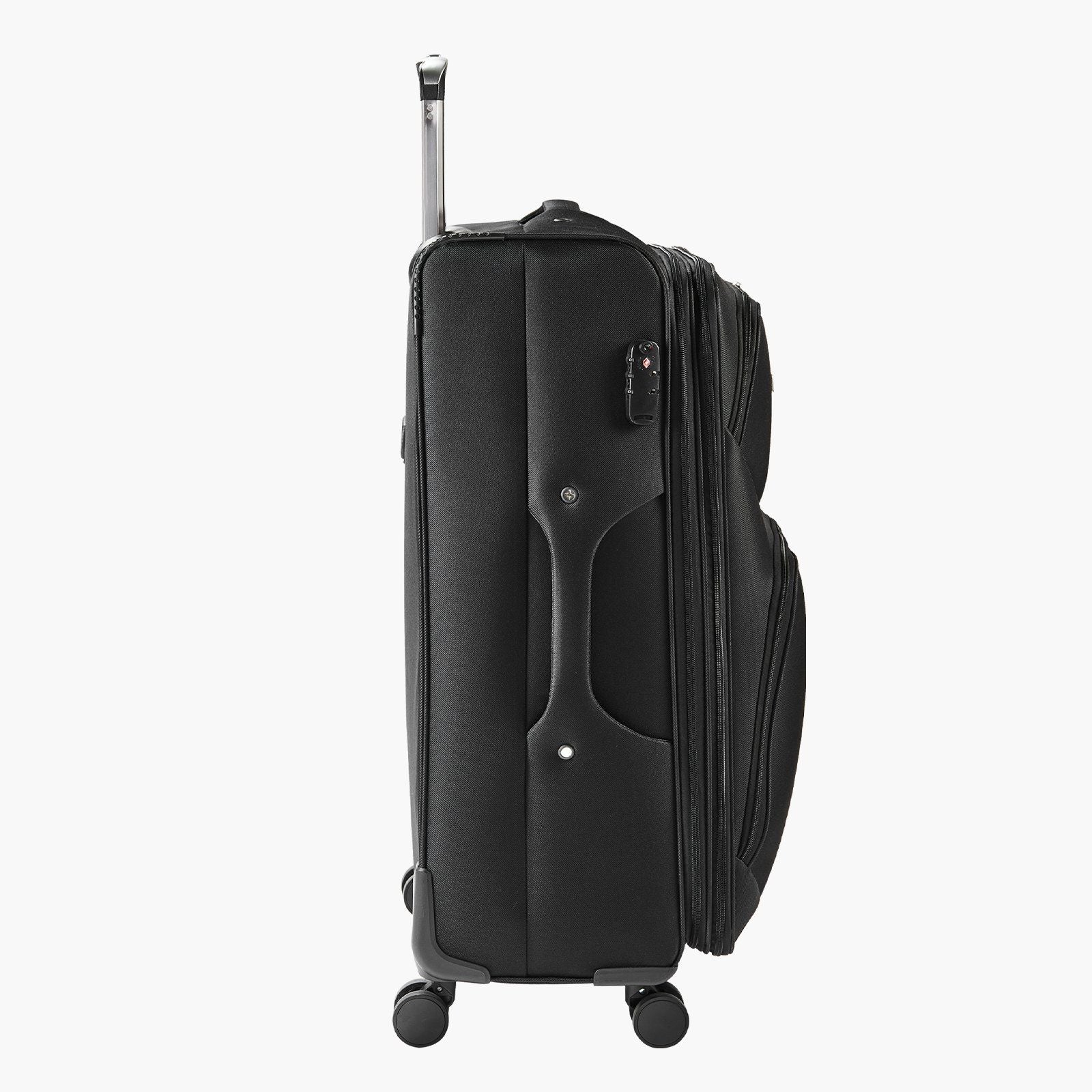 Softside Expandable Luggage with Spinner Wheels, 71 cm Softside Checked Large Luggage, Lightweight Checked Suitcase with Expandable Zippered Pocket and TSA Lock, Black