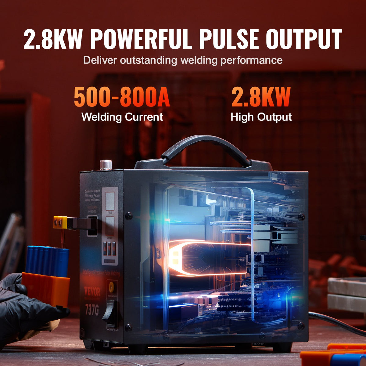 VEVOR Spot Welder, 737G Pulse Spot Welder, Portable High-Power Welding Machine Soldering Station with 2 Welding Modes and LED Lighting for 0.12mm Pure Nickel