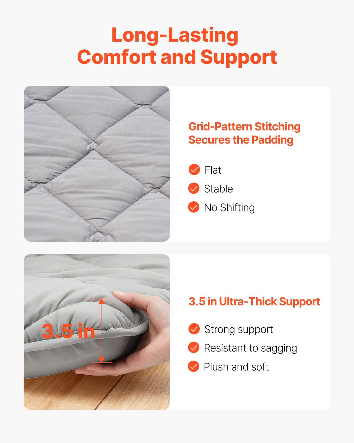 Japanese Tatami Mat, Full Size Foldable Japanese Tatami Mattress, Futon Mattress with Storage Bag & Fastener, 9-Layer Floor Mat for Sleeping, Dorm, Meditation, Yoga, 2032 x 1372 x 89 mm, Gray