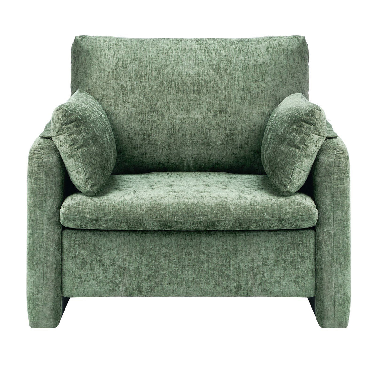 Green Accent Chair, Modern Upholstered Accent Chair with Armrests, Cloth Arm Chairs with Thick Cushion and Arched Backrest, Single Fabric Armchair for Living Room, Bedroom, Study, Office