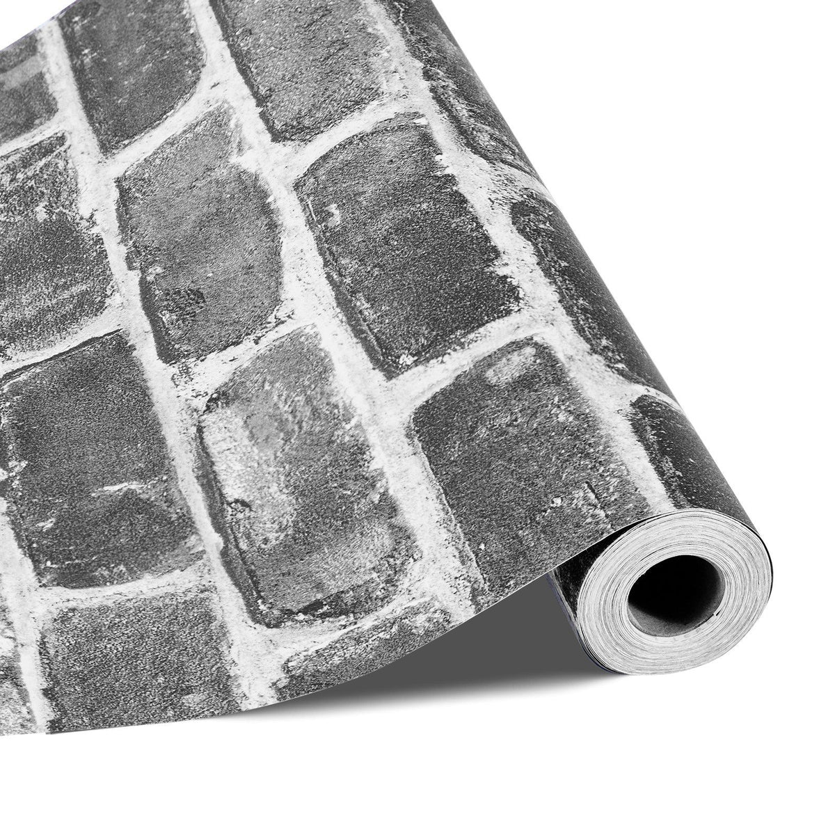 Peel and Stick Wallpaper, 45cm x 10m Contact Paper Gray Brick Waterpoof Self Adhesive, Easy to Clean &amp; Peel Wall Decorative Vinyl Roll for Bedroom Kitchen Office Bathroom Desk
